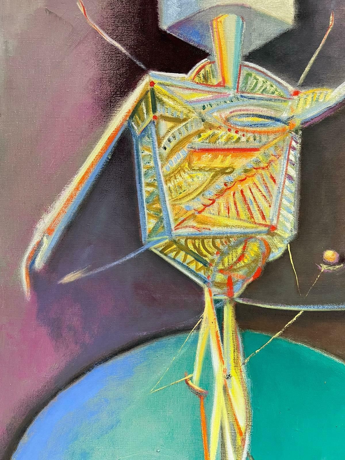 T. Fabris1970’s French Surrealist Signed Oil Painting Abstract Robot Sculpture1970's photo 2043.0