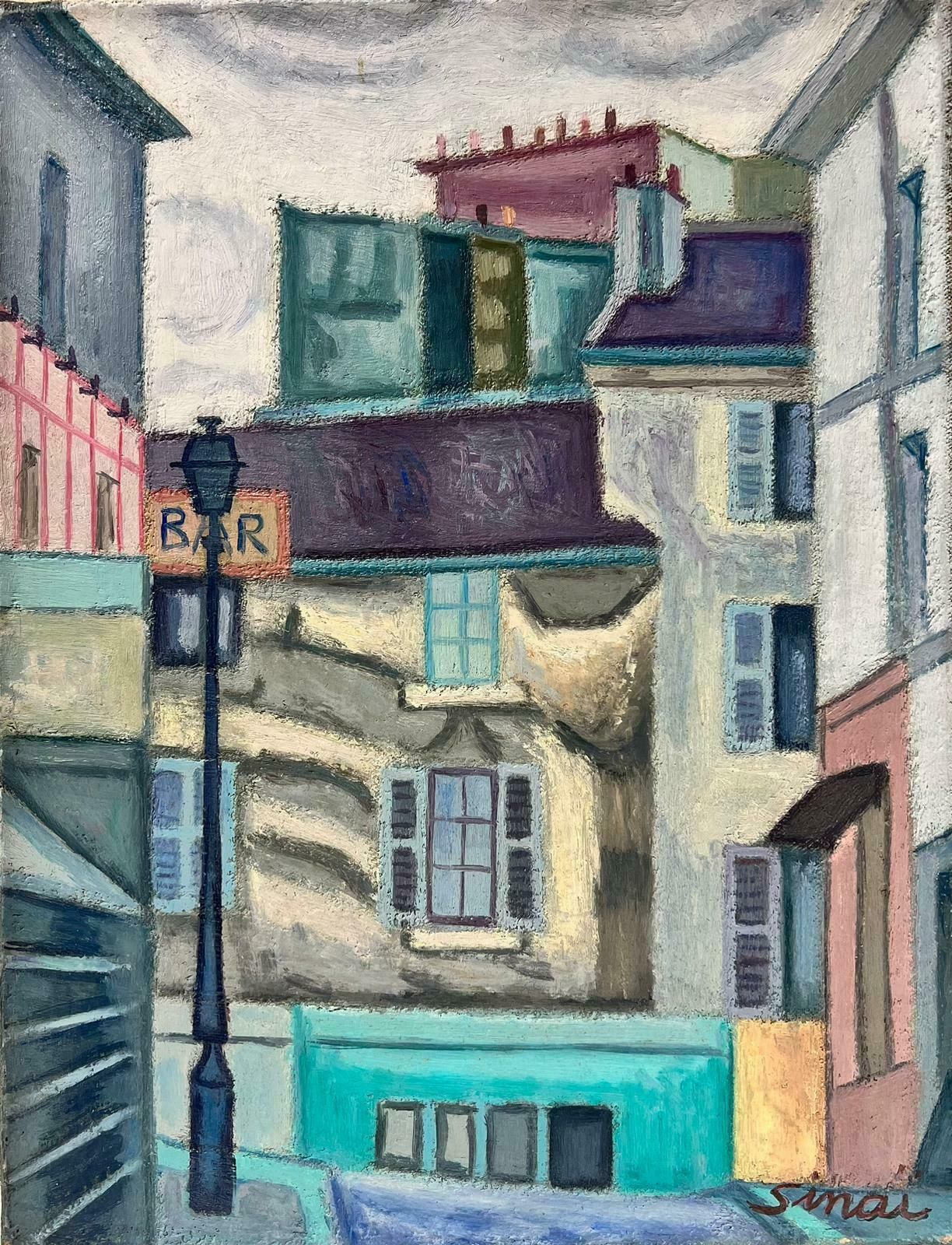 French Schoolback Streets Of Paris Signed French Modernist Oil Painting 20th Century