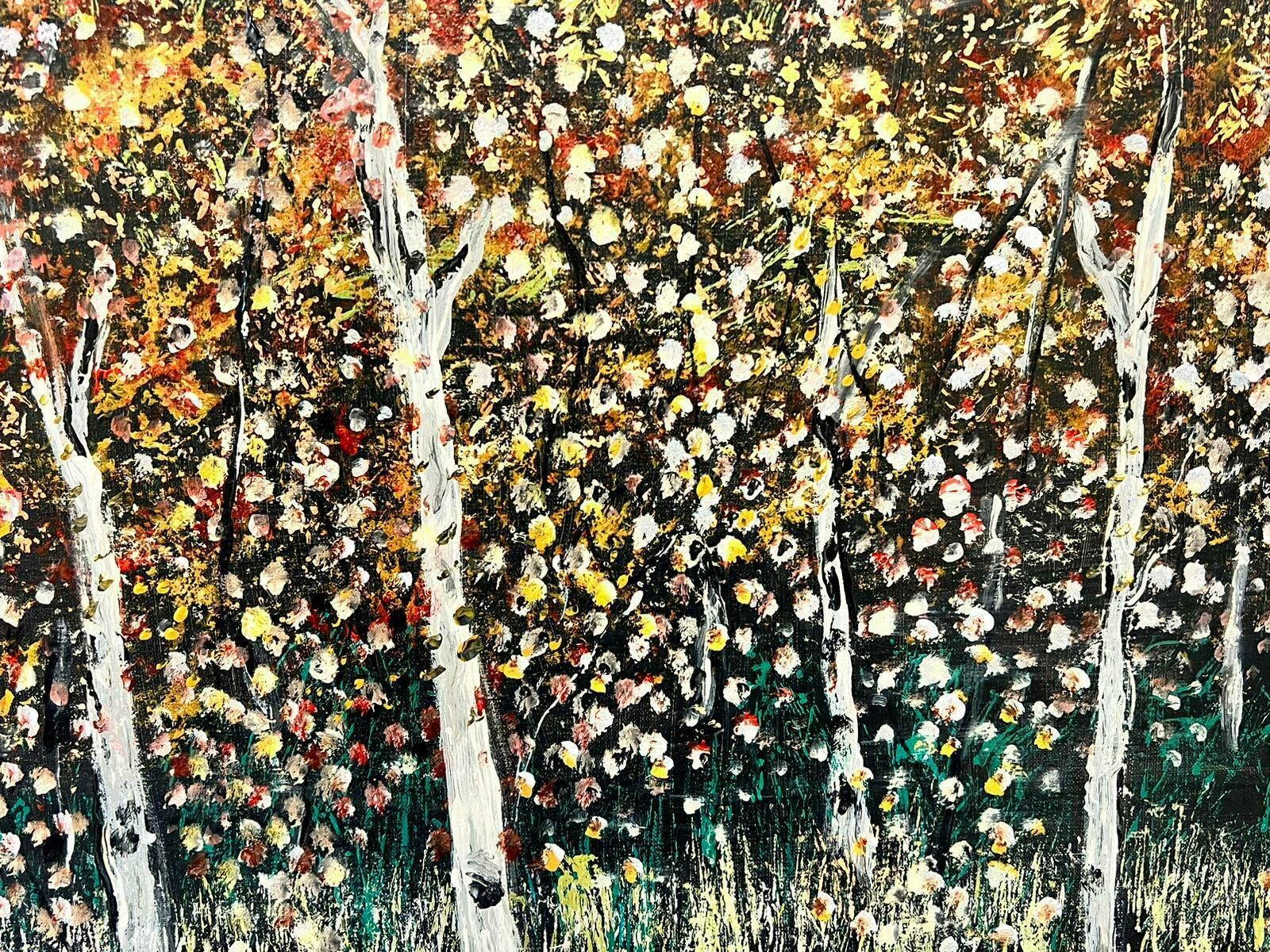 Contemporary British Modern British Symbolist Oil Painting Trees Dappled Light In Woodland photo Art