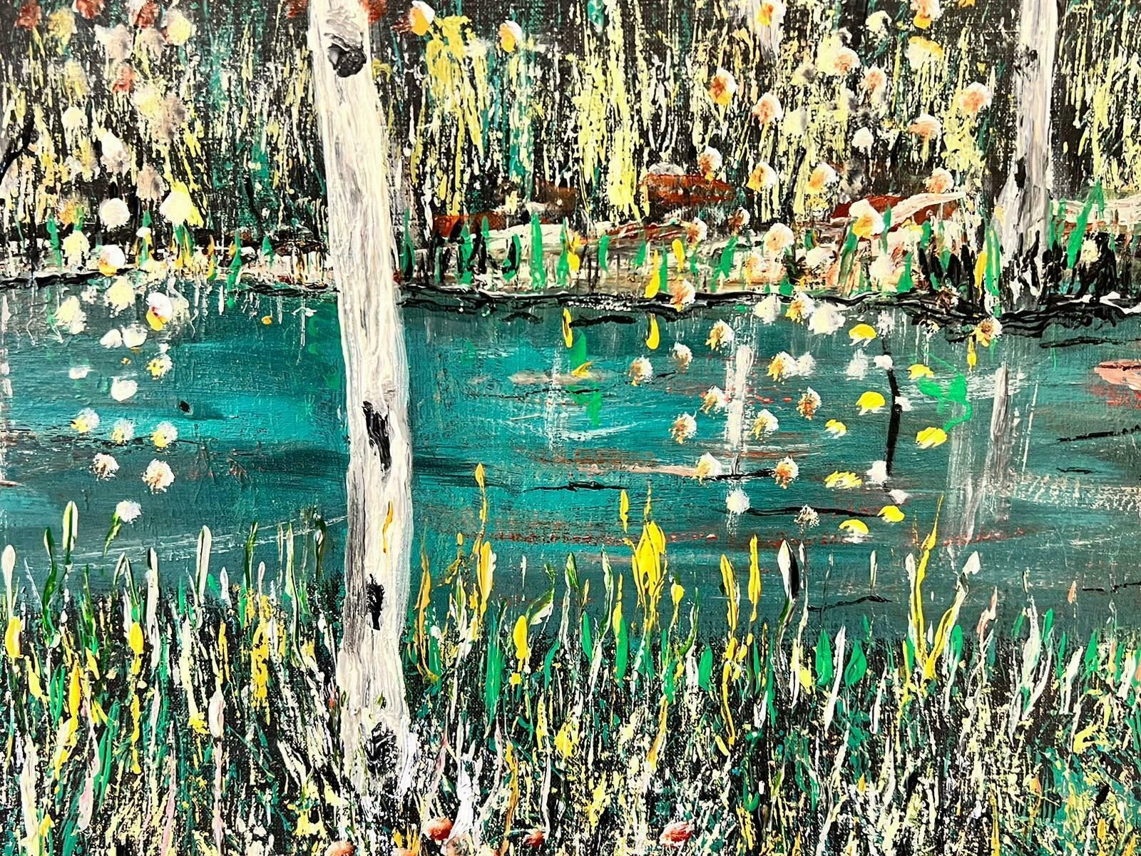Contemporary British Modern British Symbolist Oil Painting Trees Dappled Light In Woodland photo 1532.0
