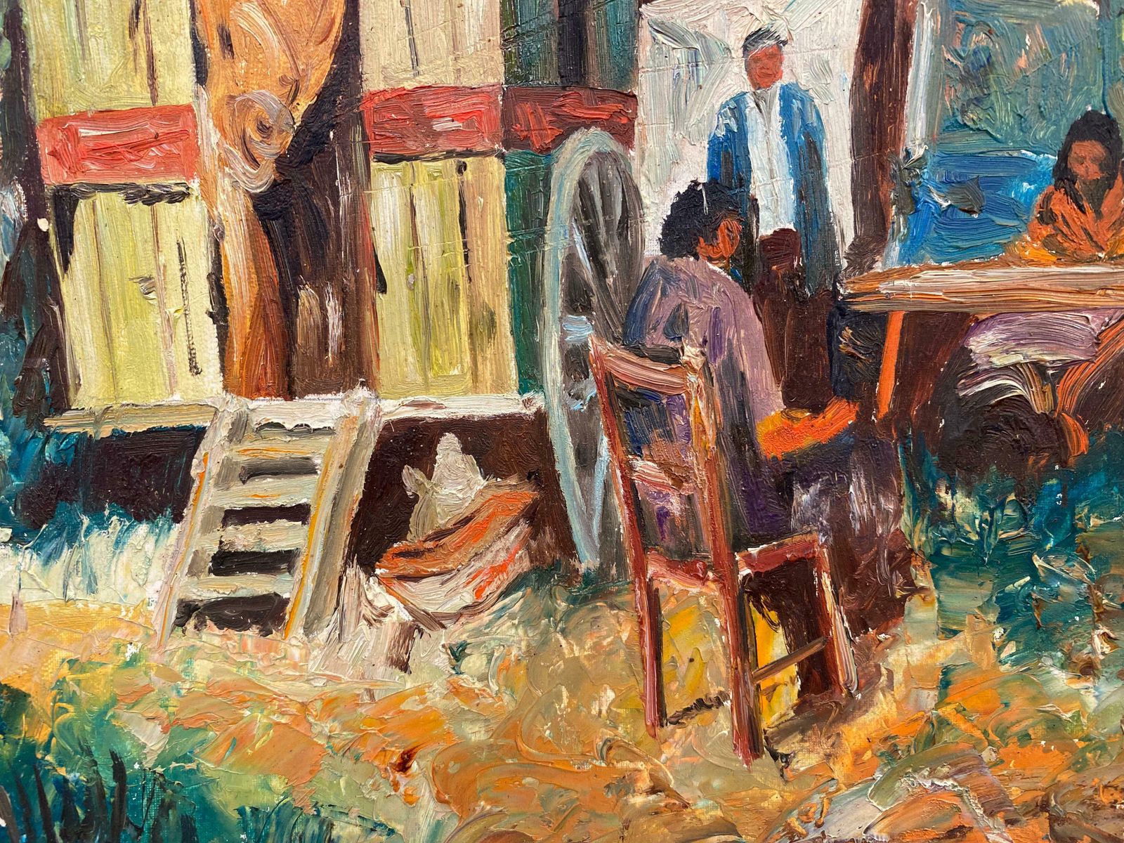 Fernand Audetfernand Audet (1923 2016) French Impressionist Oil   Gypsy Caravan & Figuresc. 1950's photo Art