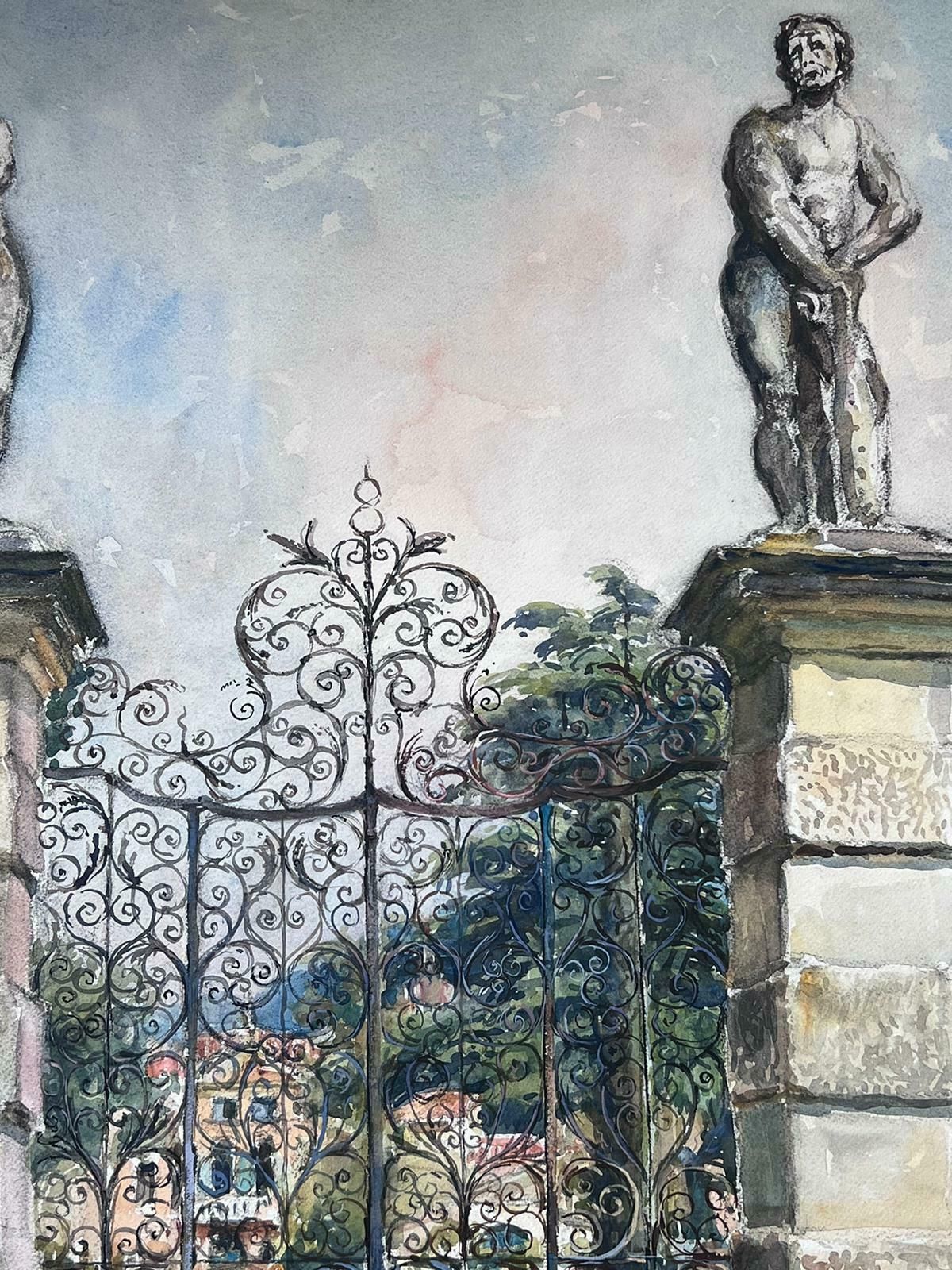 Jean Laforguechateau Park Gates & Gardens Mid 20th Century French Impressionist Painting photo for sale