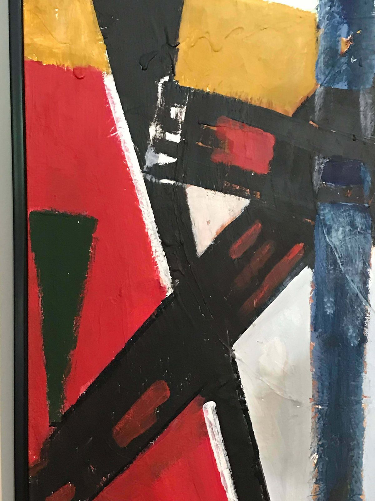 Armand Rottenbergfrench Cubist Abstract Oil Painting Reds Greens & Whitec.1980's photo vinterior