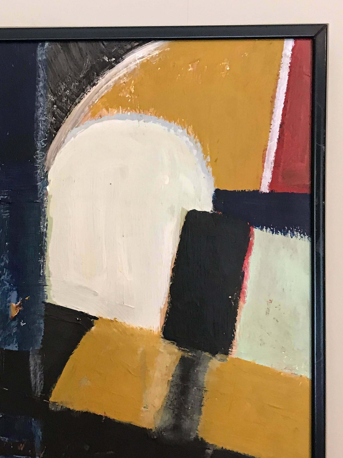 Armand Rottenbergfrench Cubist Abstract Oil Painting Reds Greens & Whitec.1980's photo vintage