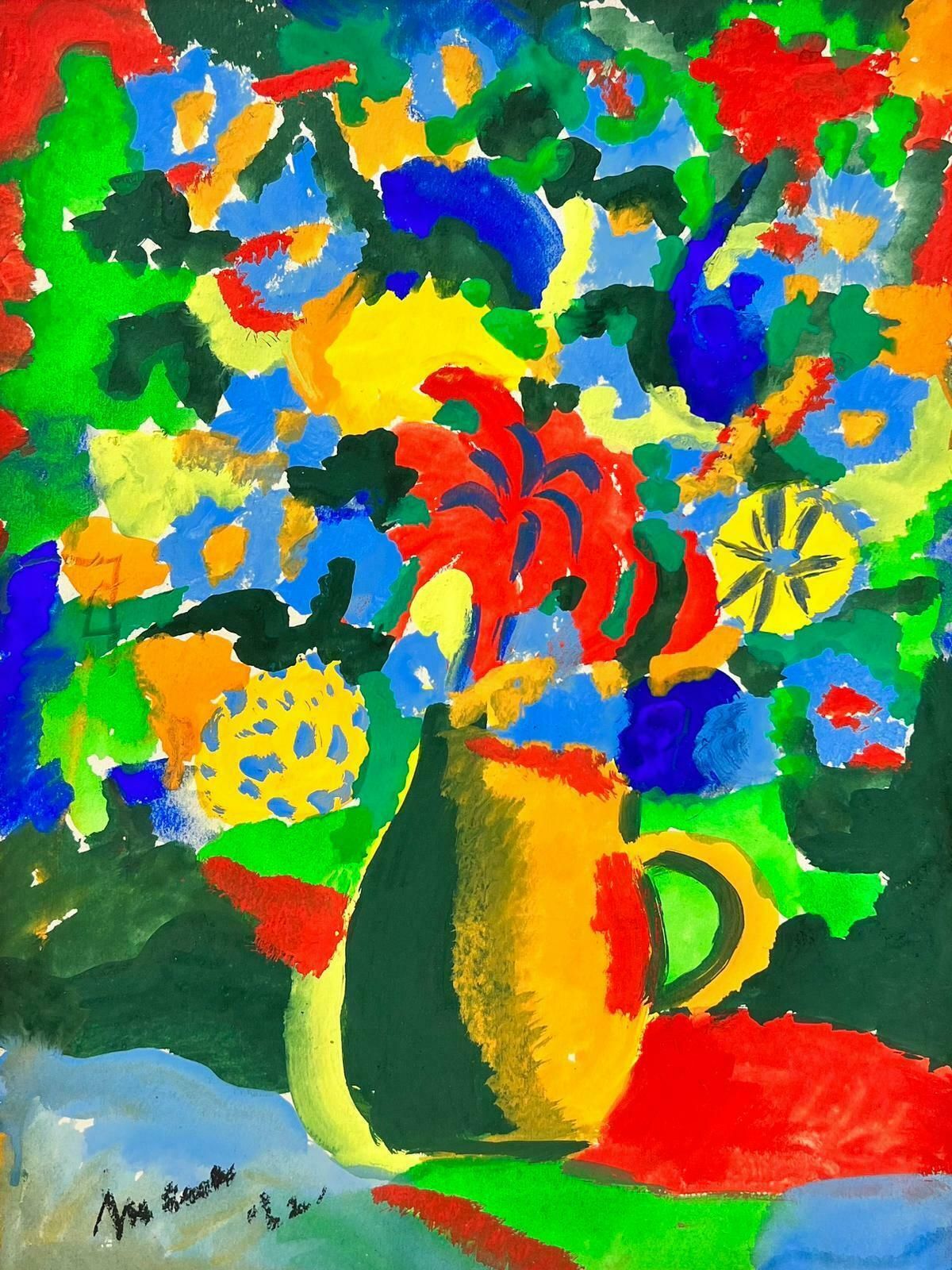 Mina Loopuytfrench Colorist Still Life Flowers In Jug Signed Original Painting