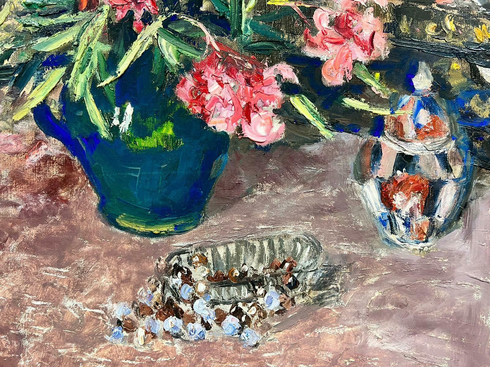 Josine Vignon1960's French Interior Scene Lady Reflection In Window Sewing Still Life Flowers1960's photo buy