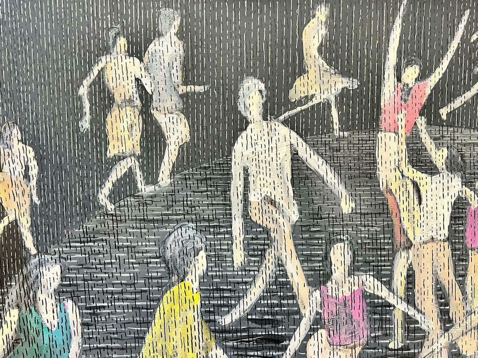 Contemporary British Large British Abstract Contemporary Painting Dancing Group Of Figures photo Art