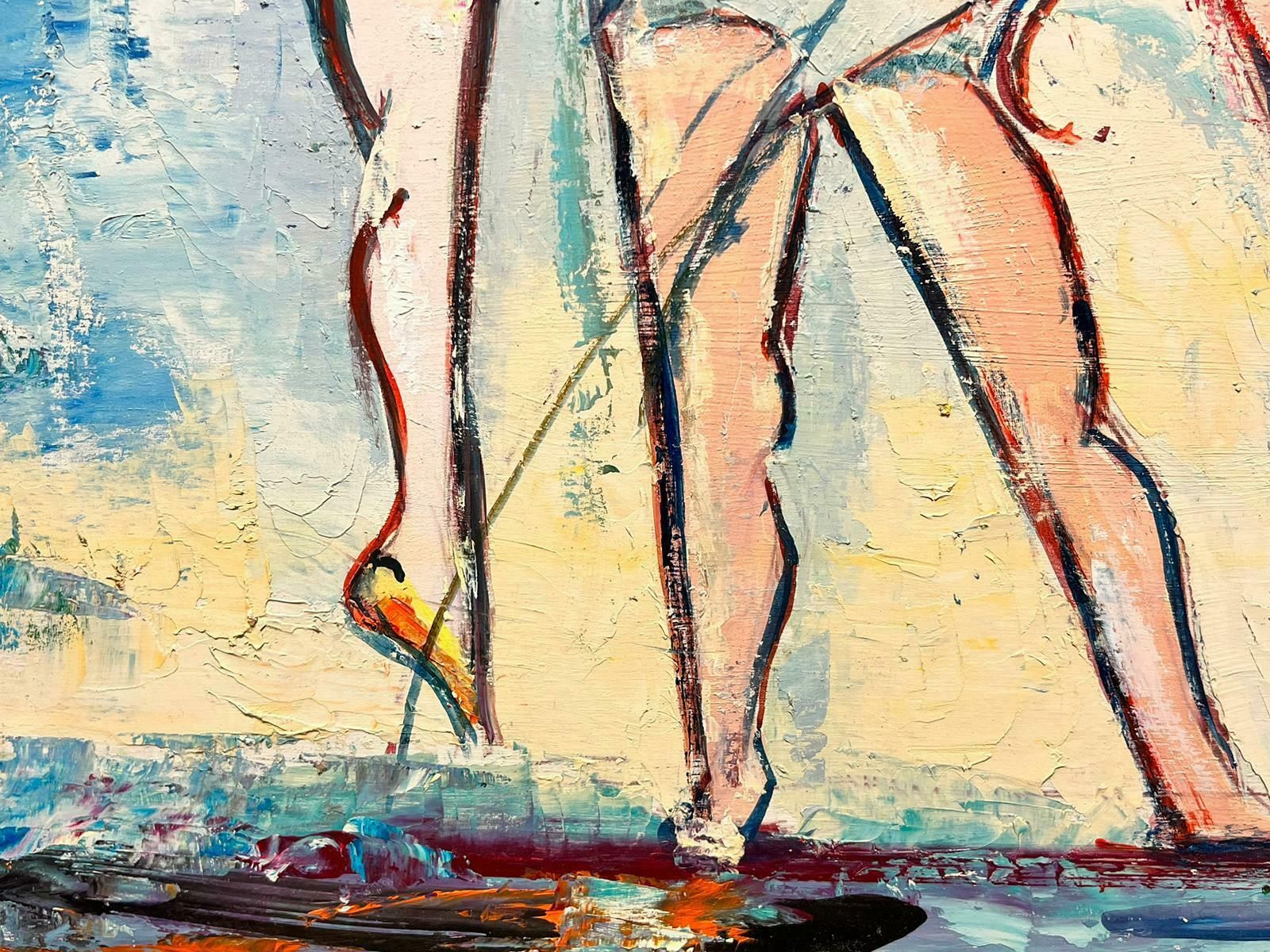 Maria Tort Xiraularge Spanish Expressive Oil Painting Ballerina Dancers Stretching photo vintage