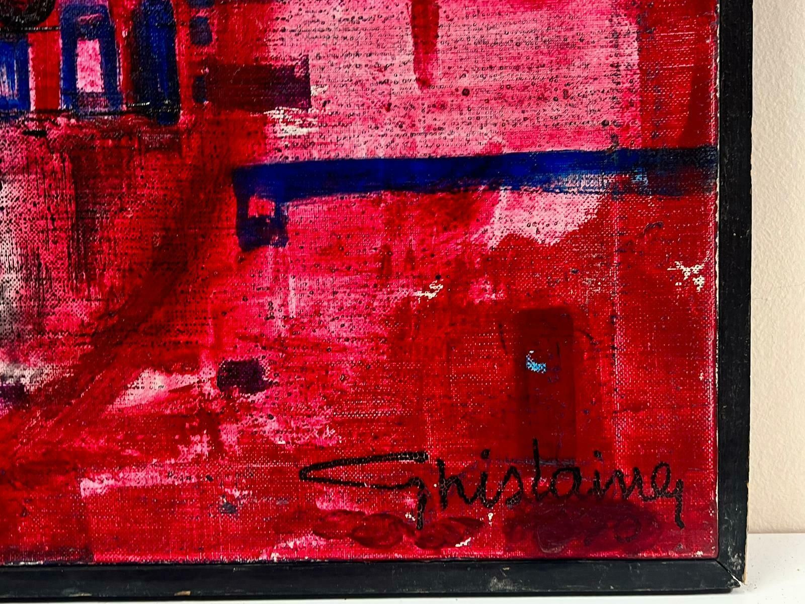 French School1970's French Expressionist Abstract Painting Signed Oil On Canvas Blur Of Color photo for sale
