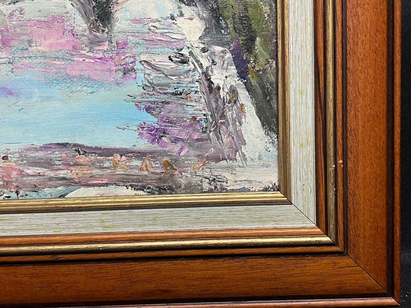 French Expressionistlarge 20th Century French Expressionist Signed Oil View Over Paris River Seine photo Art