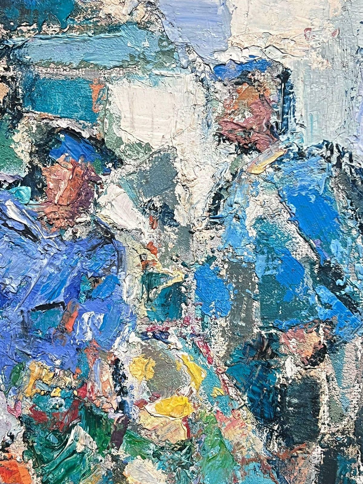 French School20th Century French Post Impressionist Signed Oil Fishermen In Blue Smocks photo buy