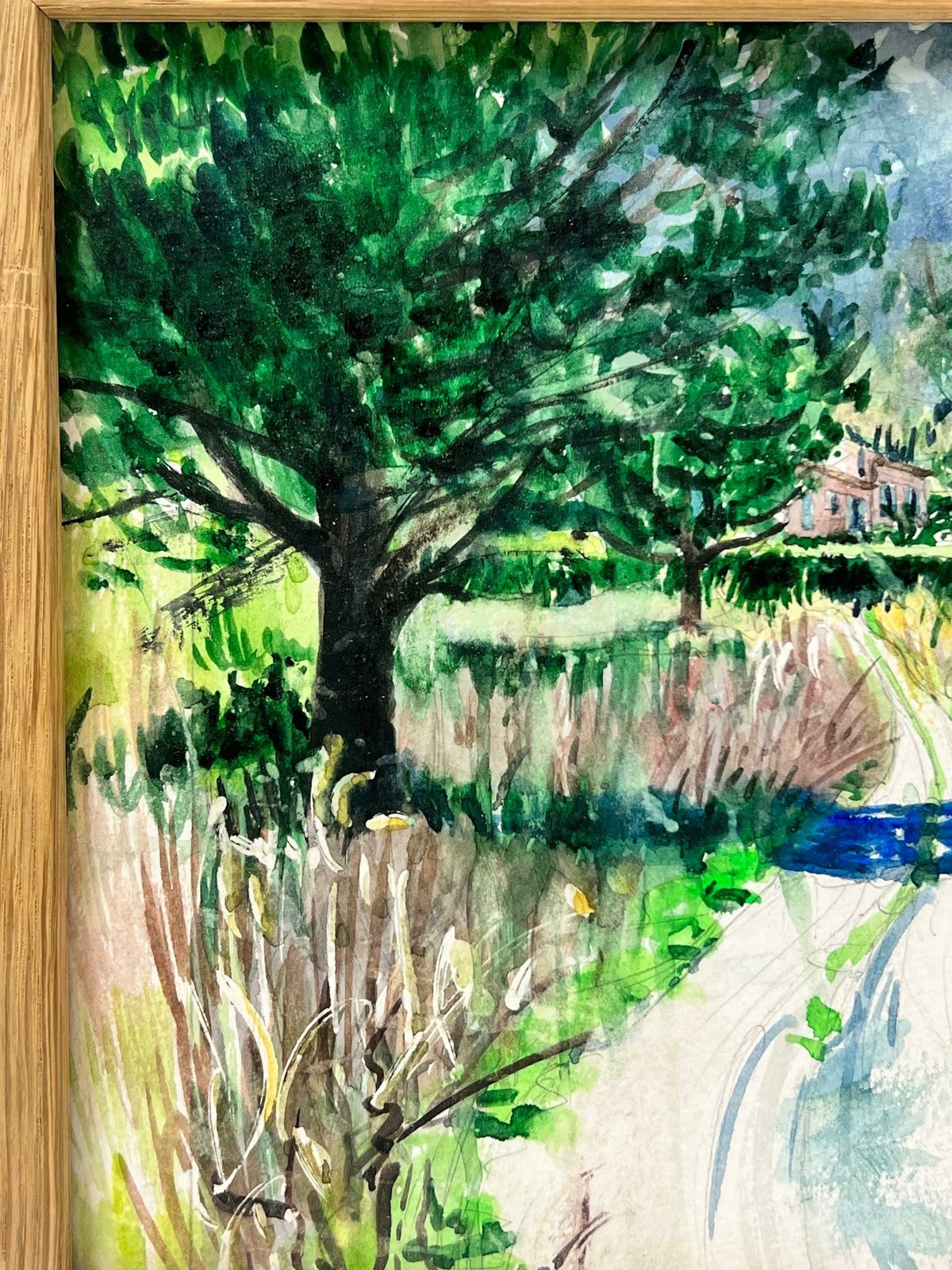 French Schoolfrench Impressionist 20th Century Painting View Of An Old Chateau Through Garden photo Art