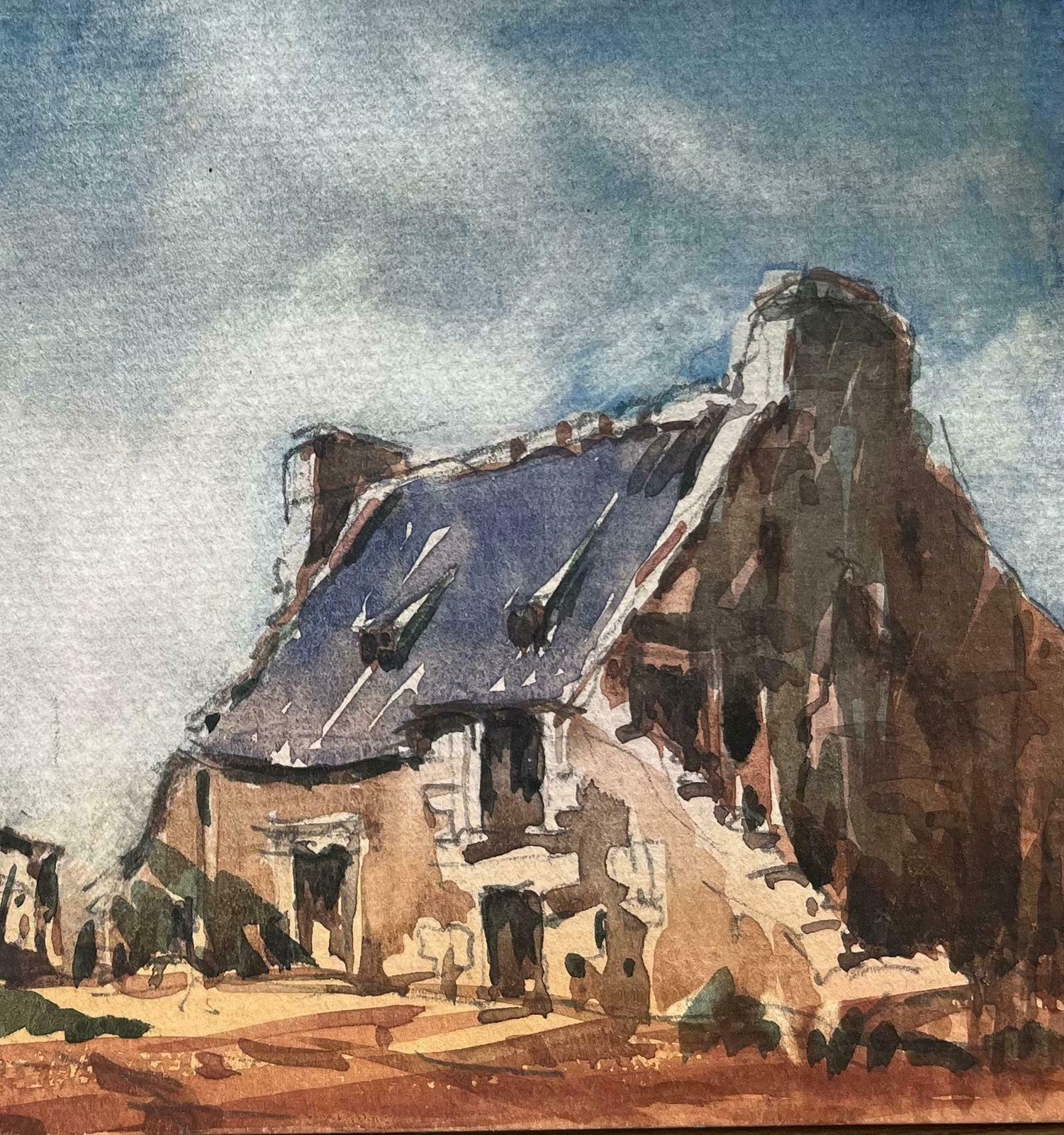 Maurice Mazeiliefrench Impressionist Watercolor Of Sunlit Rustic Farmhouse20th Century photo Art