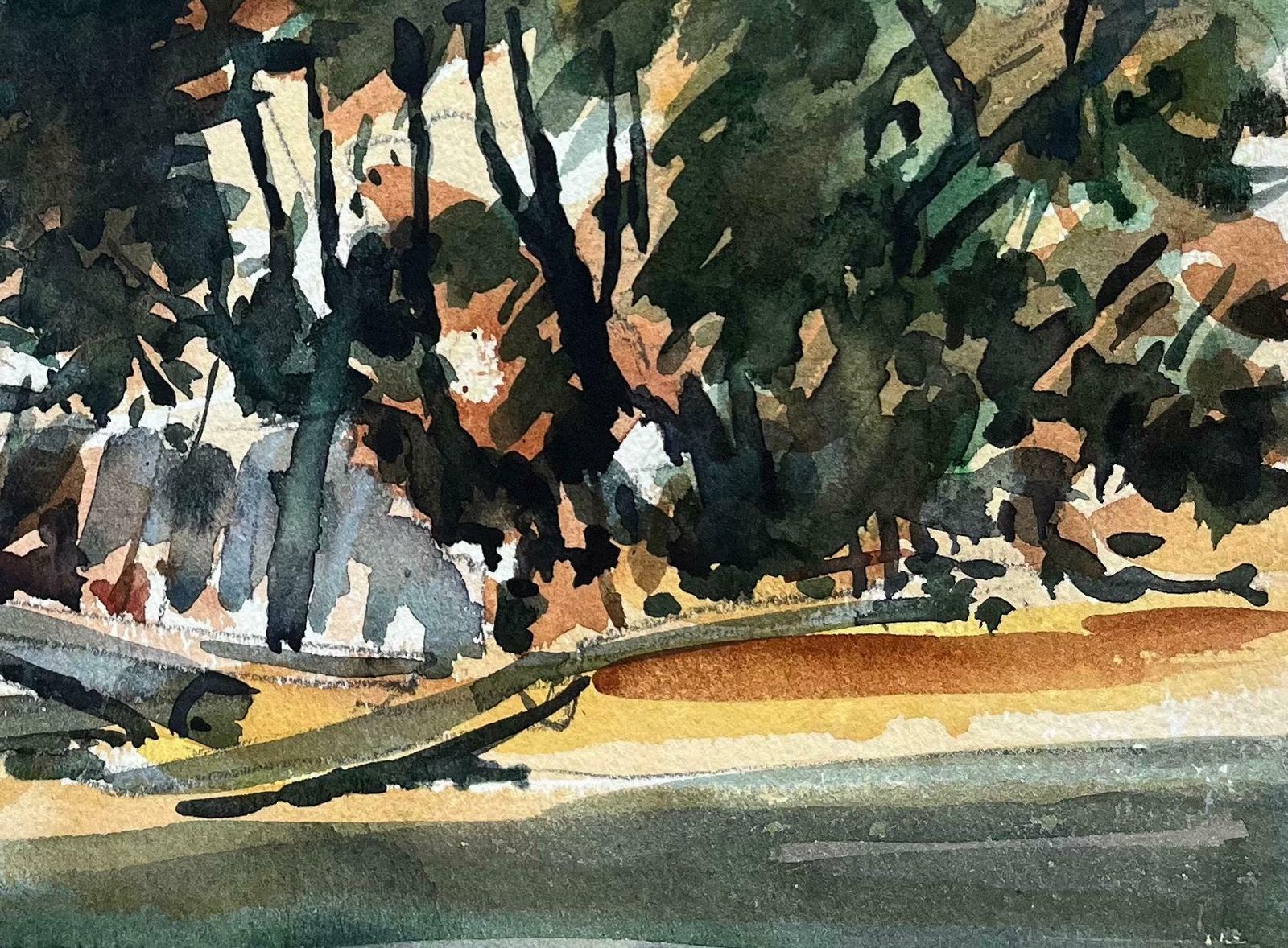 Maurice Mazeiliefrench Impressionist Watercolor Of A Sunny Wooded Landscape 20th Century photo Art