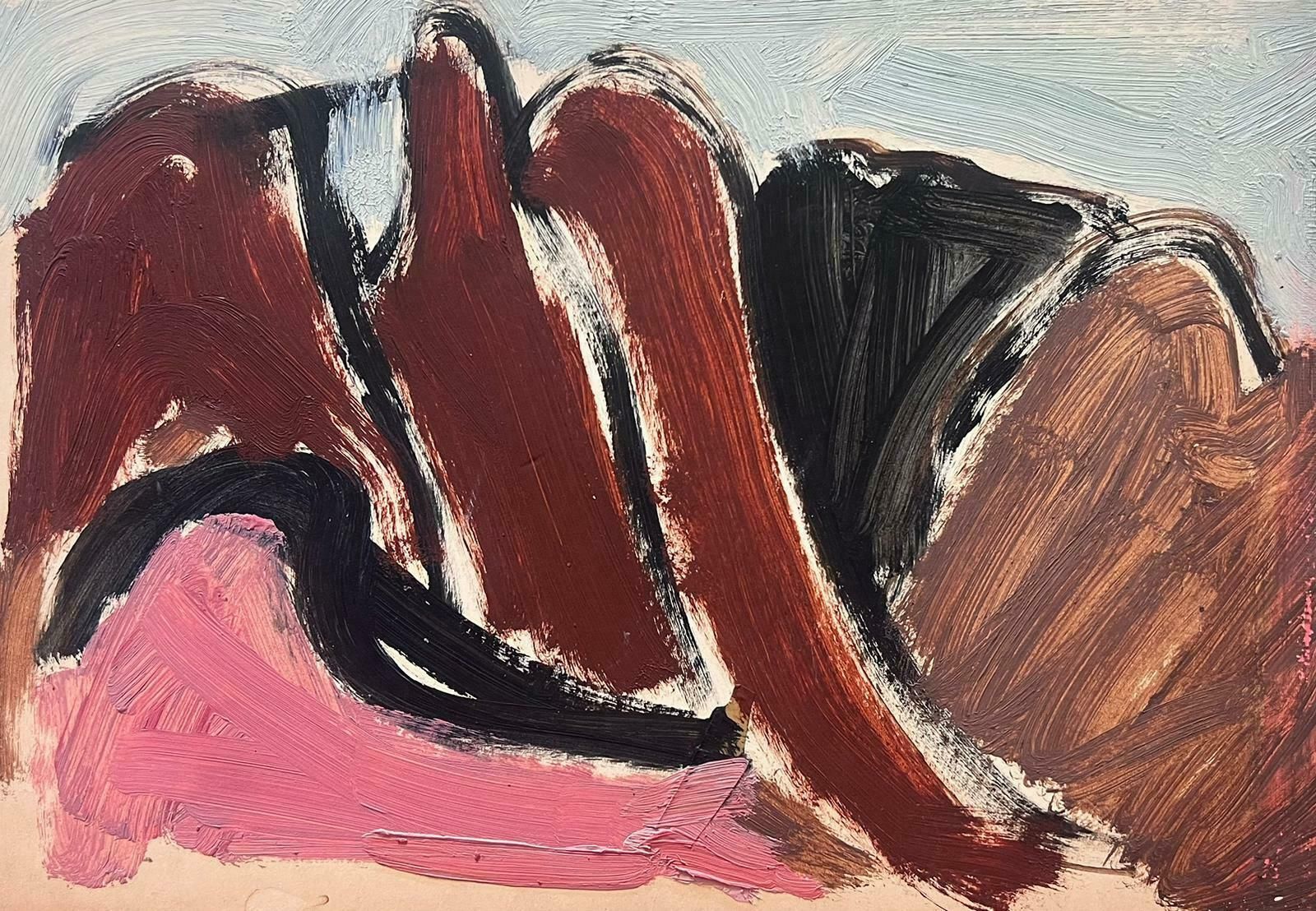 Elisabeth Hahn20th Century German Modernist Oil Painting Brown And Pink Hills20th Century photo 485.0