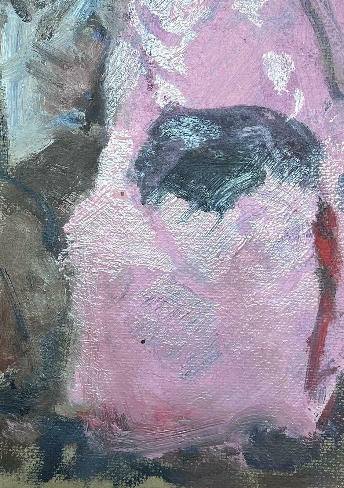 Elisabeth Hahn20th Century German Modernist Oil Painting Sat Figure In Pink Robe20th Century photo furniture