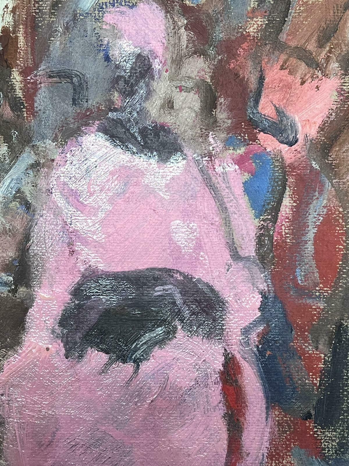Elisabeth Hahn20th Century German Modernist Oil Painting Sat Figure In Pink Robe20th Century photo for sale