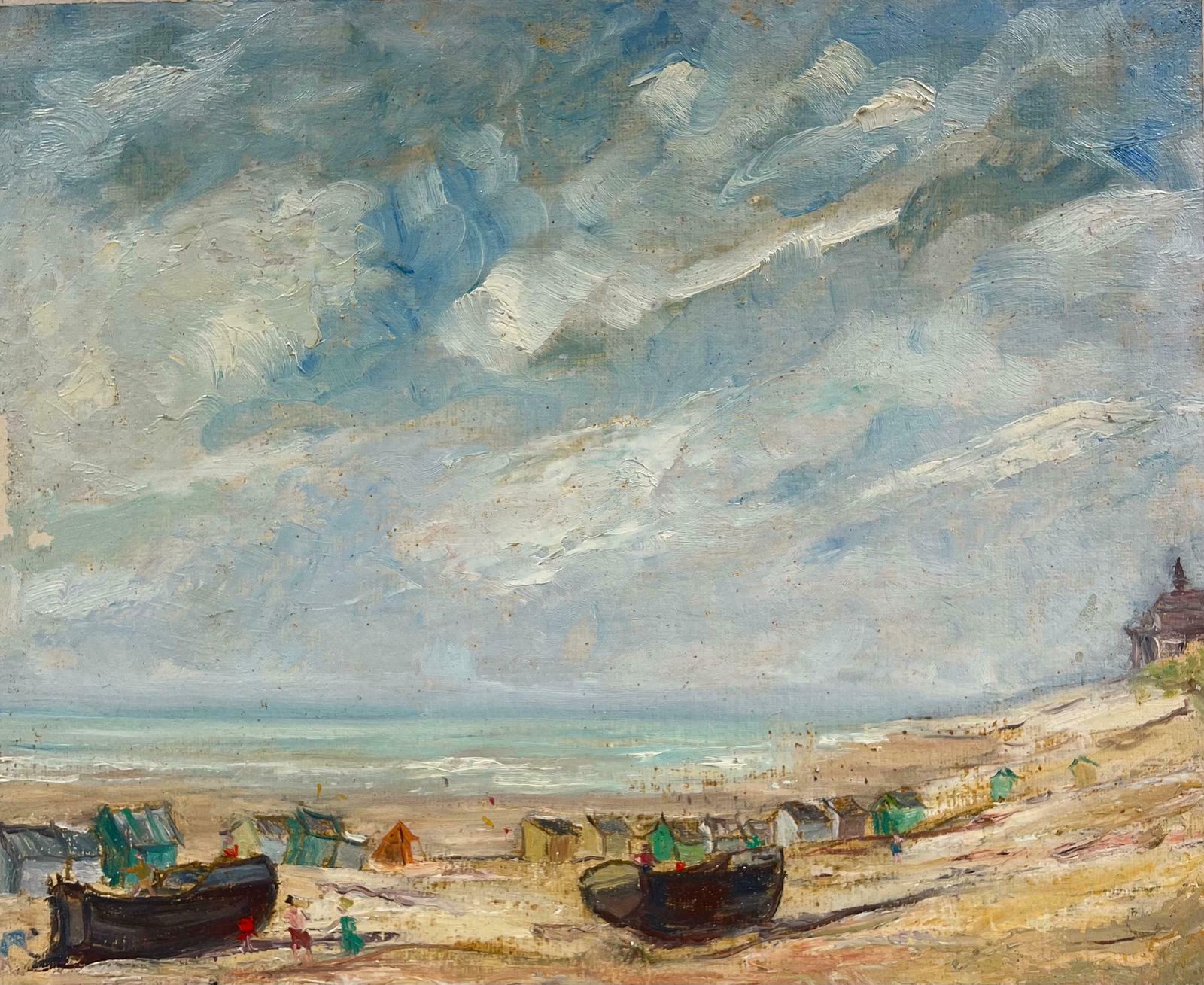 Simone Forge1950's French Impressionist Coastal Landscape With Beached Boats And Hazy Sky19th Century