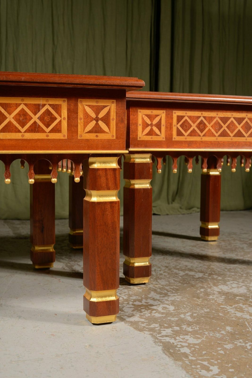 A Pair Of Moorish Style Marquetry And Parcel Gilt Occasional Tables   C.1990 photo furniture