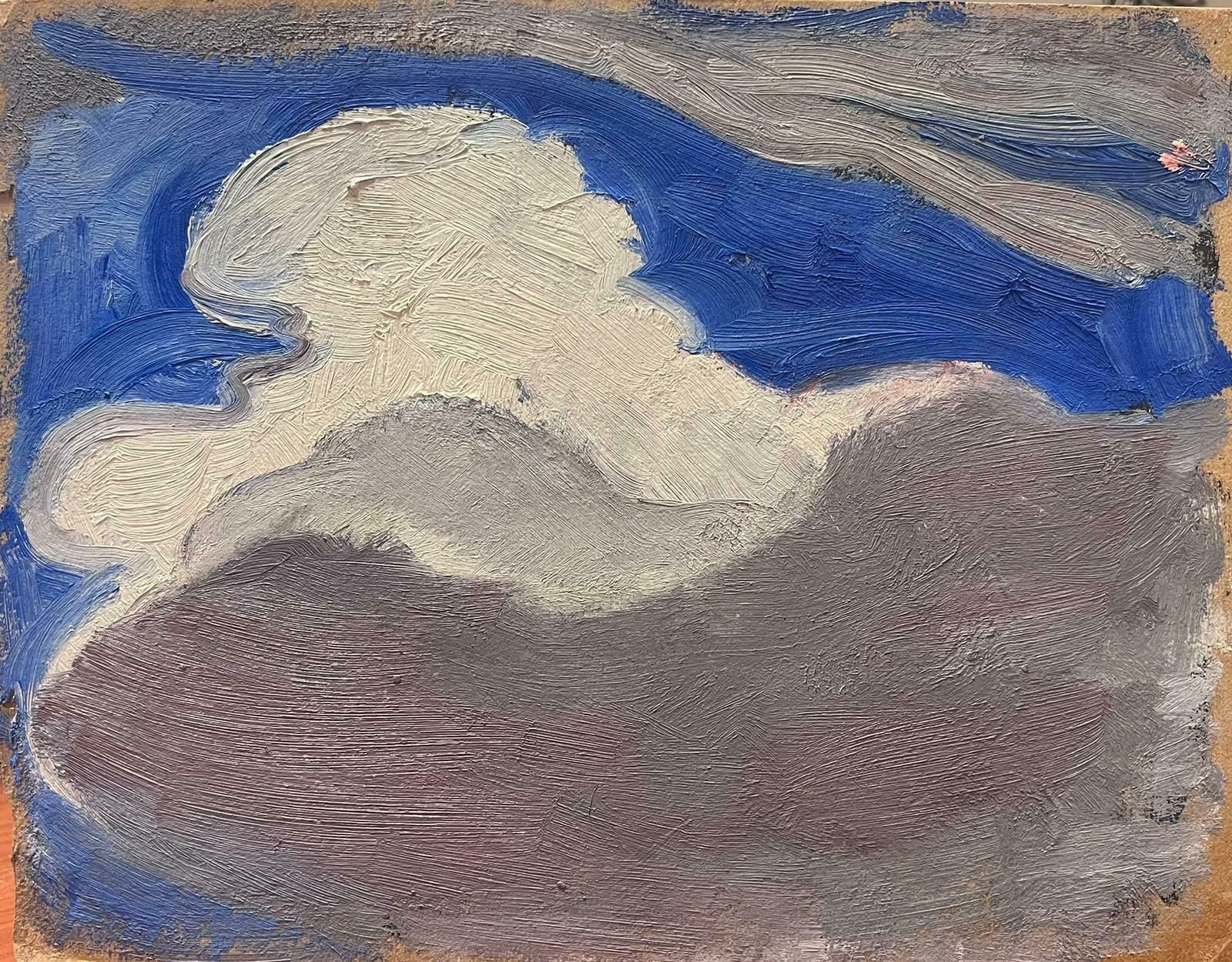 Elisabeth Hahn20th Century German Modernist Oil Painting Grey Clouds In Blue Skies20th Century