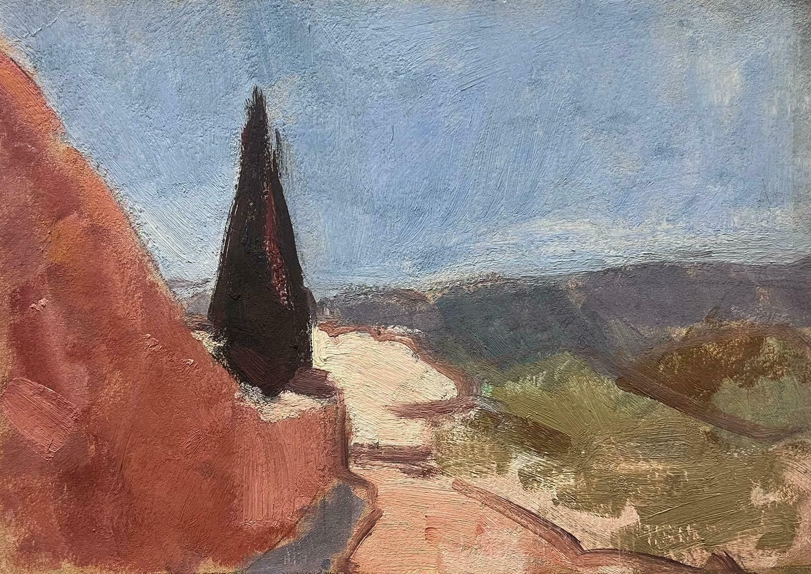 Elisabeth Hahn20th Century German Modernist Oil Painting Provence Cypress Tree Landscape20th Century