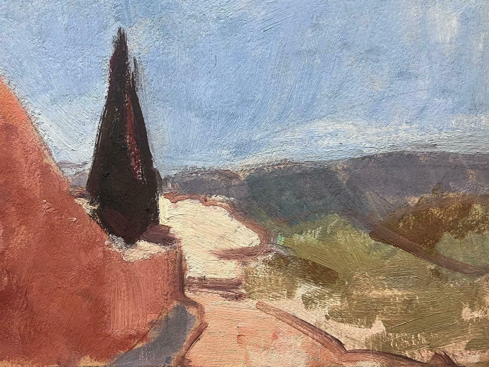 Elisabeth Hahn20th Century German Modernist Oil Painting Provence Cypress Tree Landscape20th Century photo for sale