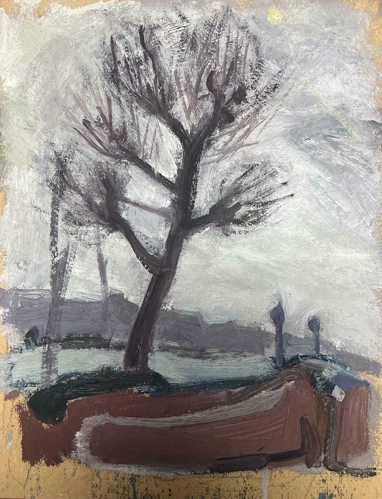 Elisabeth Hahn20th Century German Modernist Oil Painting Purple Winter Tree20th Century photo for sale
