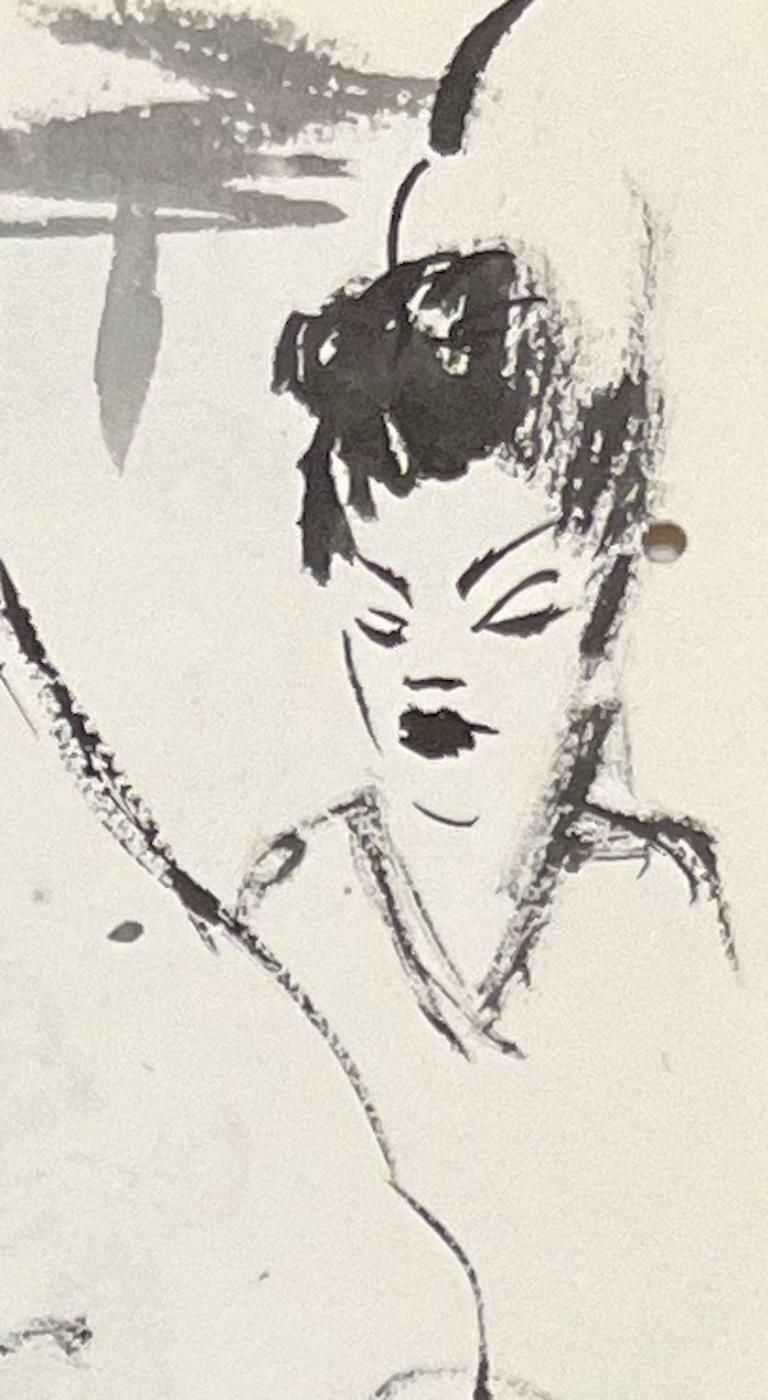 Josine Vignonmid Century French Ink Studies Of Study Of Female Faces1950's photo for sale