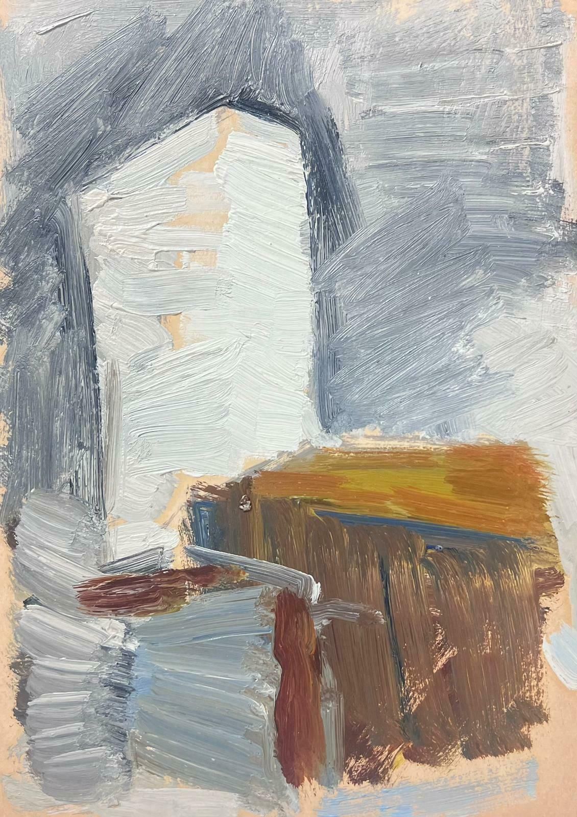 Elisabeth Hahn20th Century German Modernist Painting White Door Way In Grey Gated Landscape20th Century