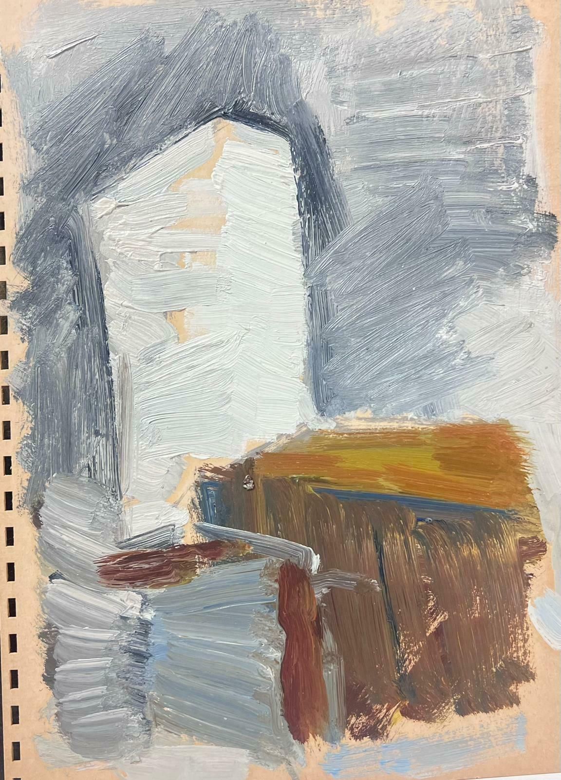 Elisabeth Hahn20th Century German Modernist Painting White Door Way In Grey Gated Landscape20th Century photo furniture