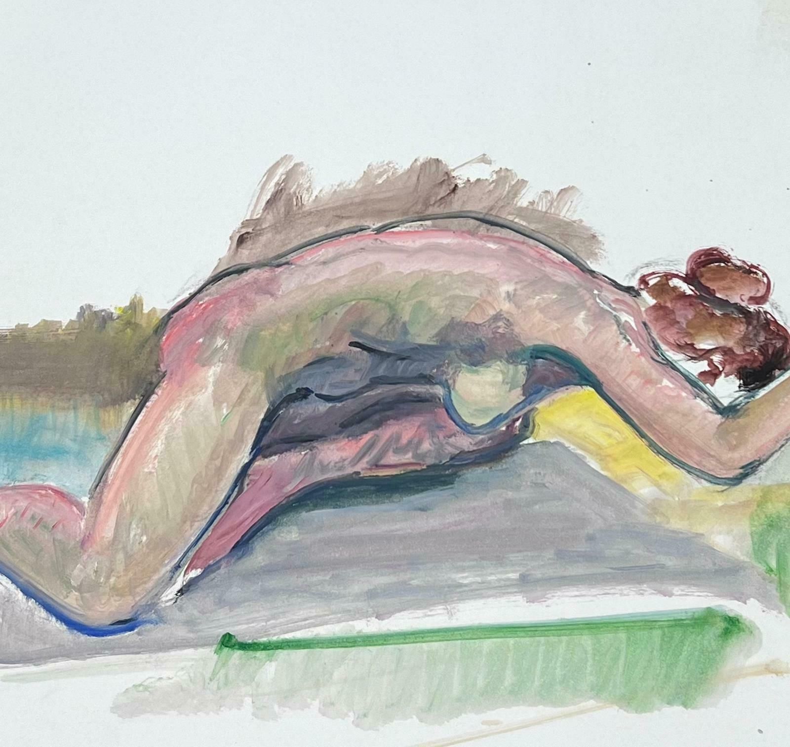 French Modernistreclining Nude Lady Model 1970's French Modernist Painting Provence Collection1970's photo Art