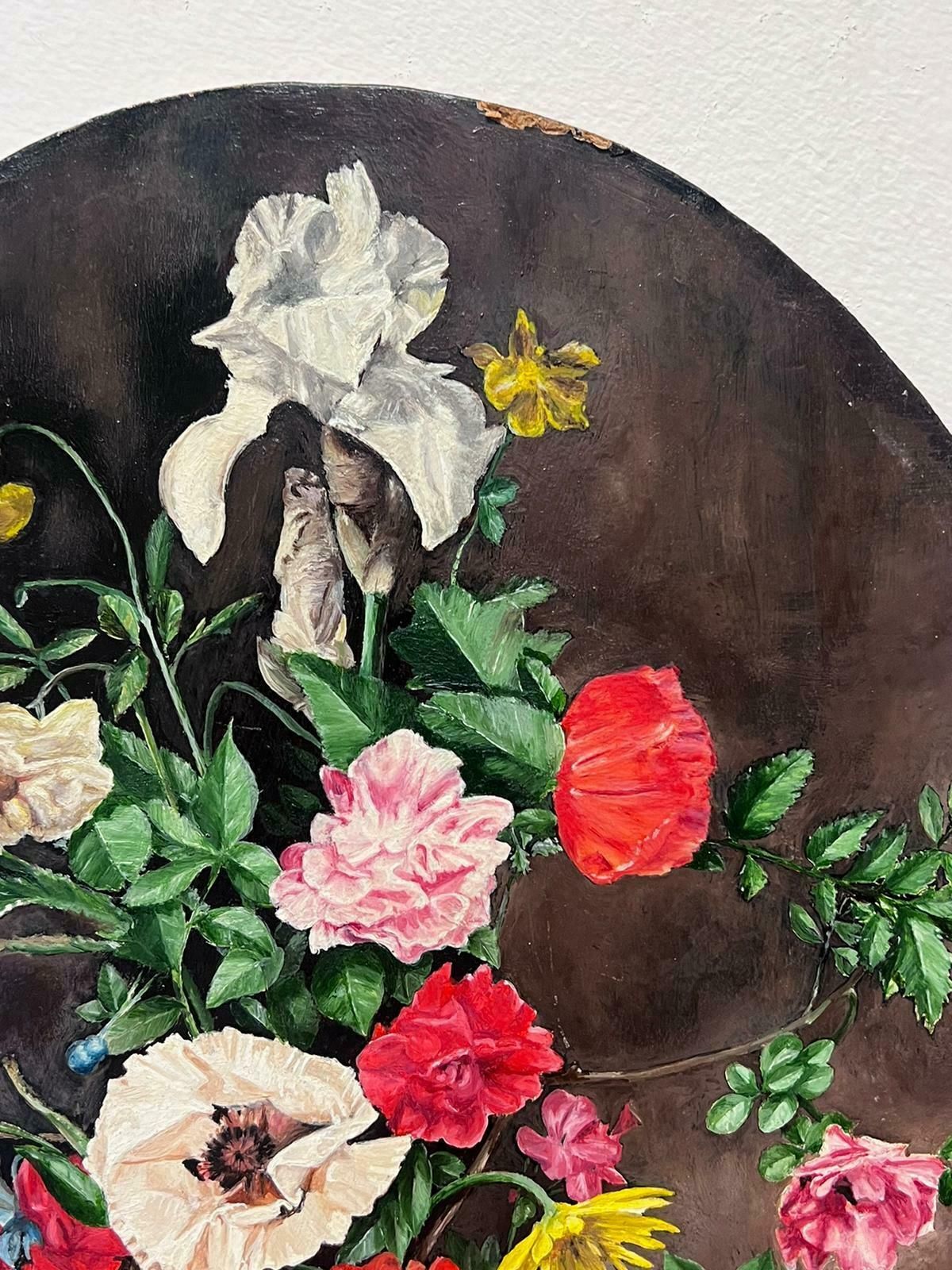 English Flower Painterfine Classical Still Life Flower Painting Signed & Dated English Oil 1980's photo Art