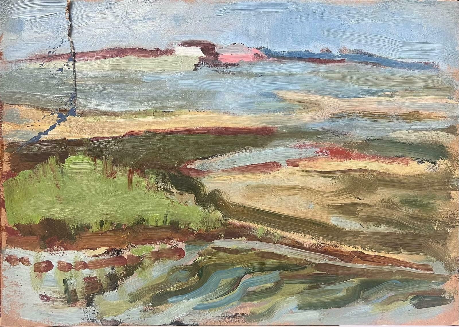 Elisabeth Hahn20th Century German Modernist Oil Painting High Tide Beach Landscape20th Century