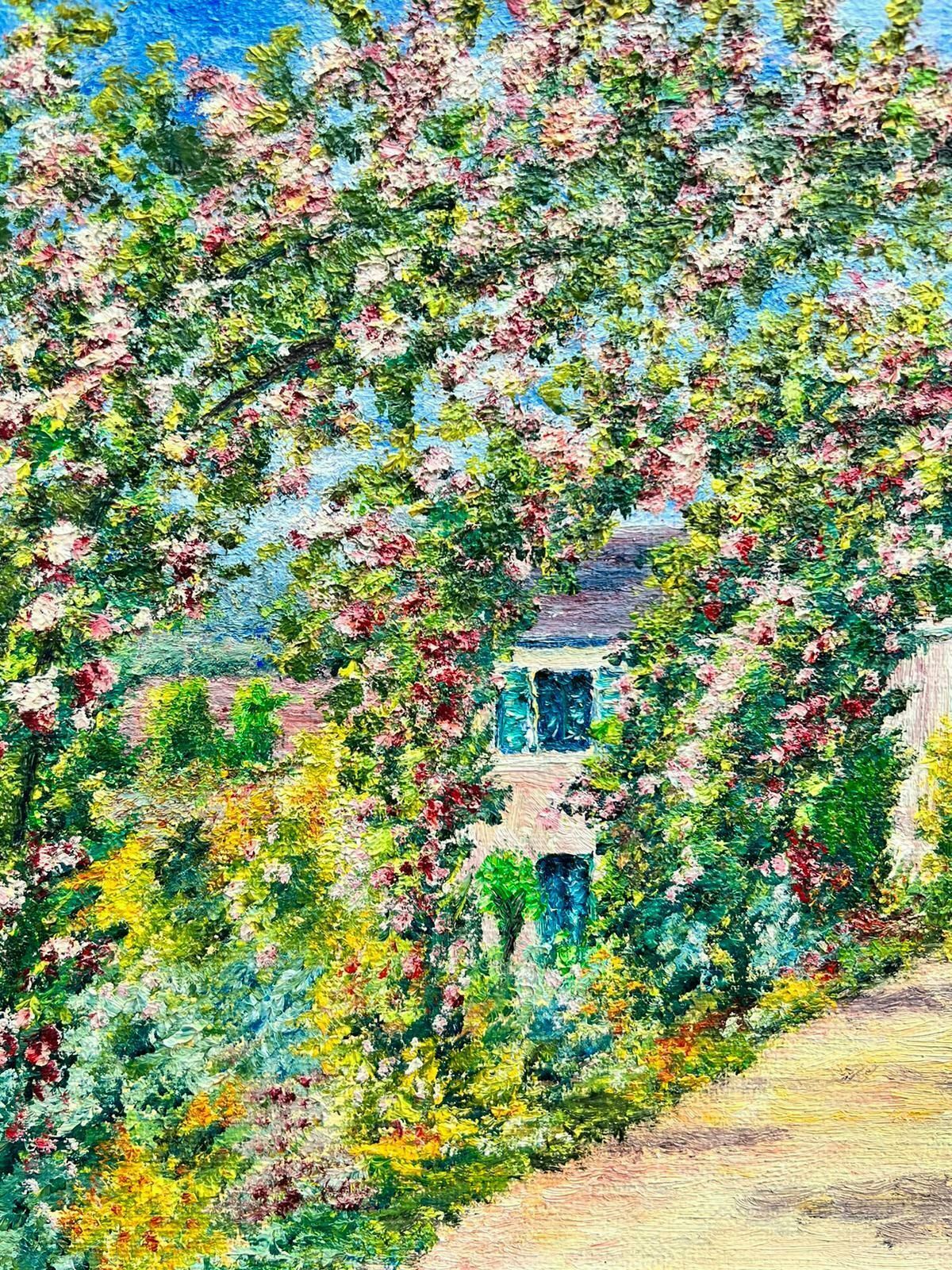 French Schoolmonet's Rose Garden Giverny Signed French Impressionist Oil Painting On Canvas photo 662.0