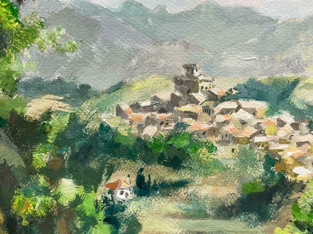 Josine Vignonsleepy Provence Tow In Lush Green Landscape Mid 20th Century French Oil Painting1960's photo furniture