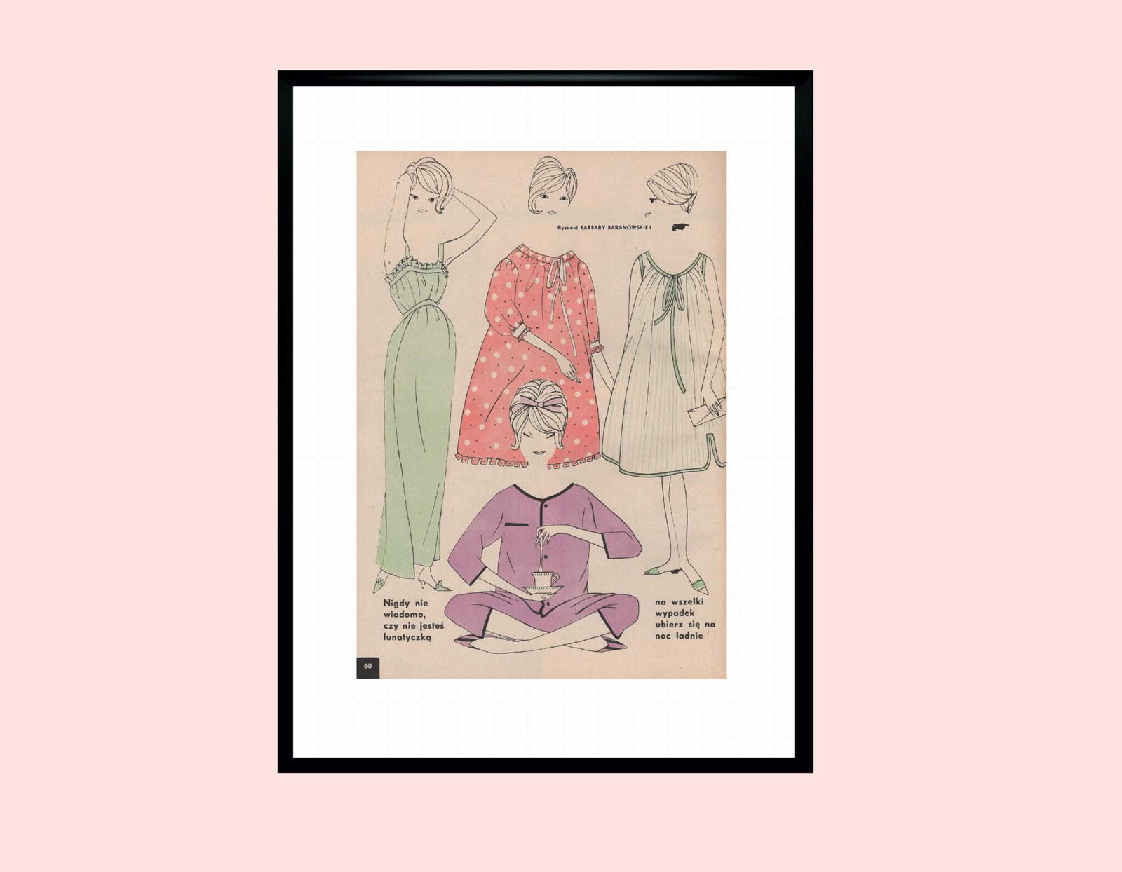Set Of Two Drawings Of Fashion Cars. Barbara Baranowska, 1960 photo furniture