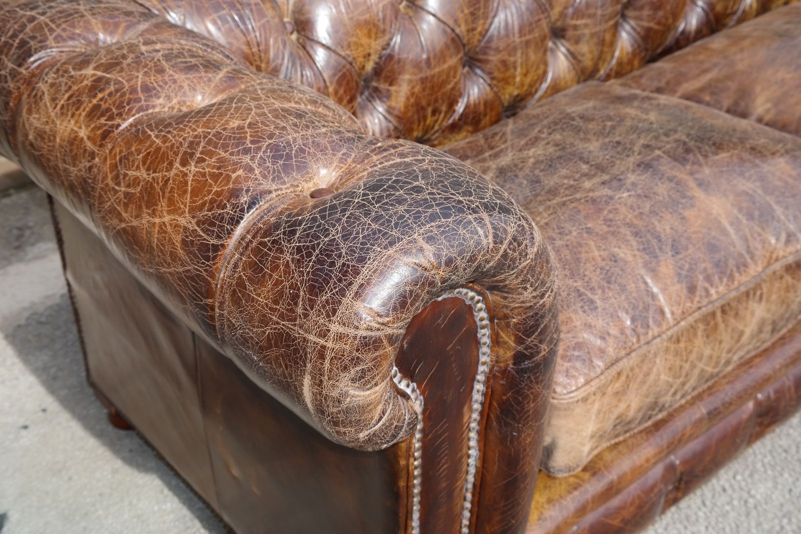 photo buy Superb Timothy Oulton Westminster Feather 2.5 Seater Leather Sofa Vintage Cigar