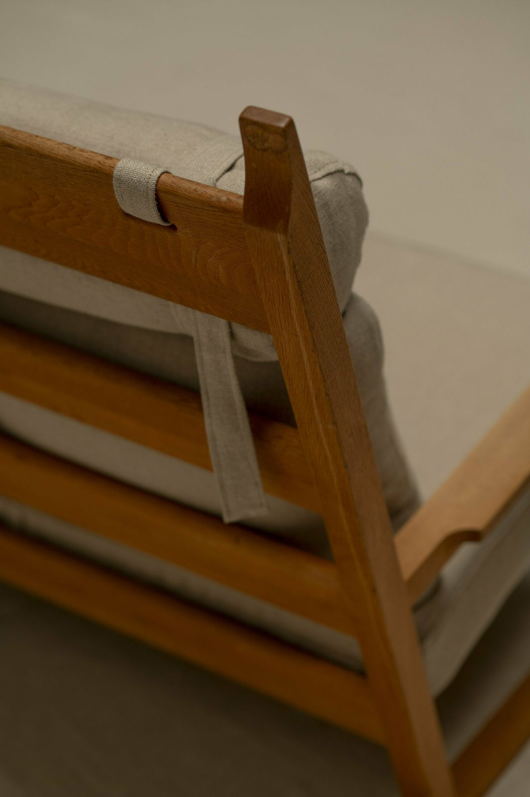 Danish Oak And Linnen Love Chair 1960s photo furniture
