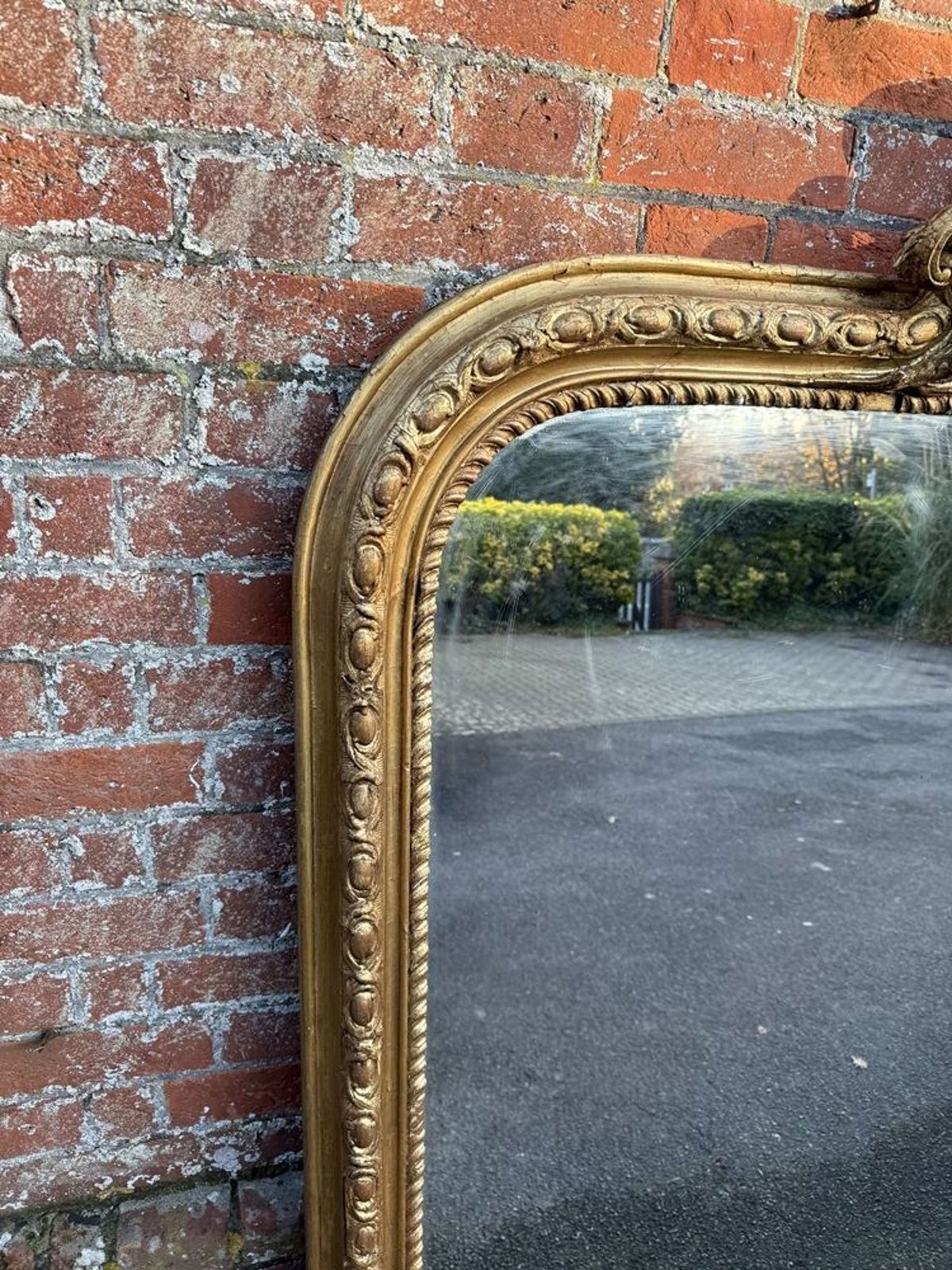 A Spectacular Large Antique English 19th C Arched Top Gilt Mirror. photo furniture