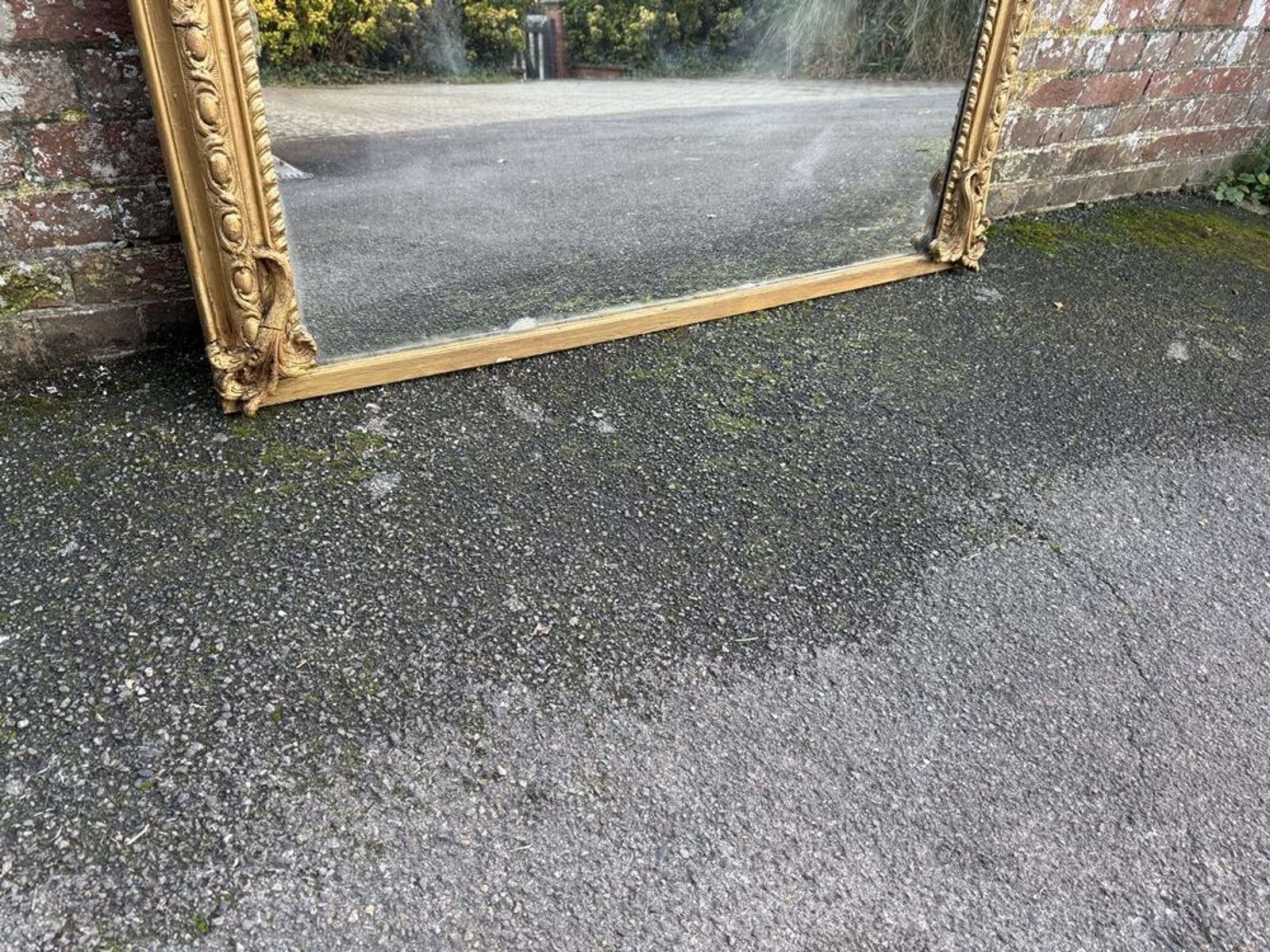 A Spectacular Large Antique English 19th C Arched Top Gilt Mirror. photo vinterior