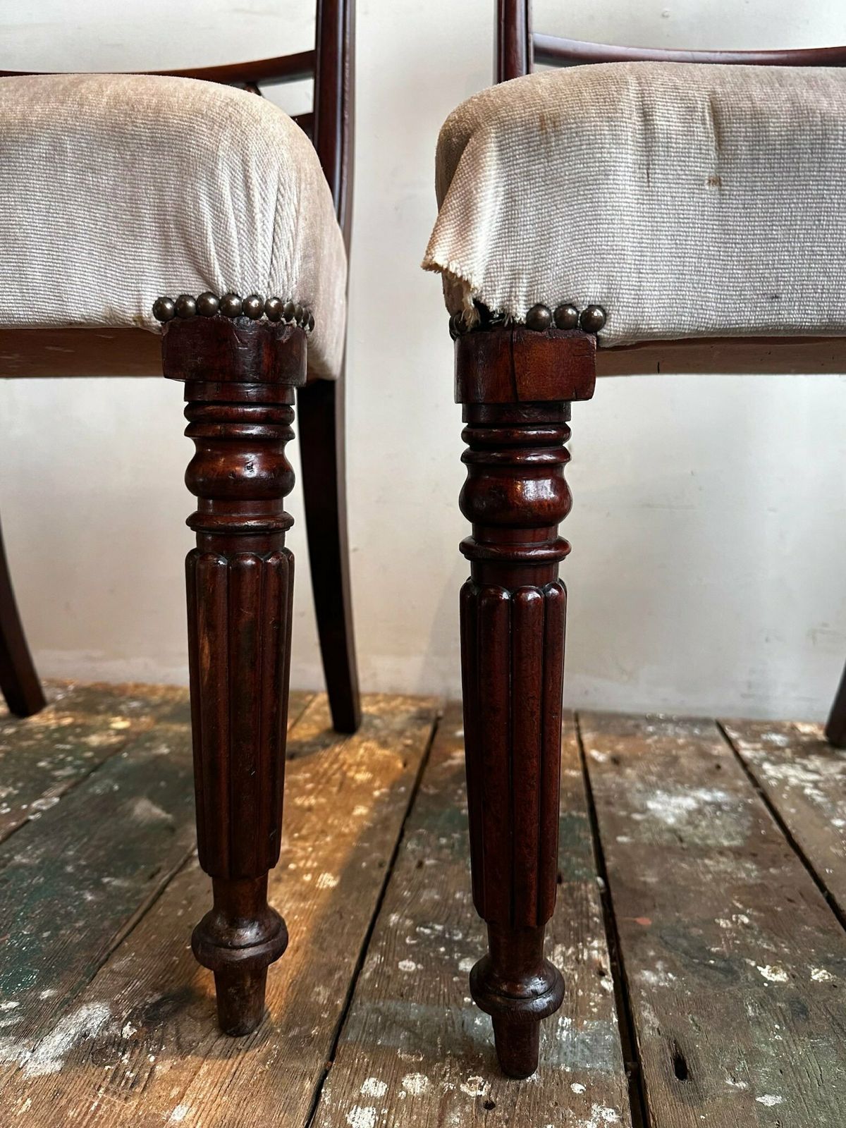 2 Pairs Of Upholstered Regency Dining Chairs C.1850 ( 4 X Pairs Available) photo buy