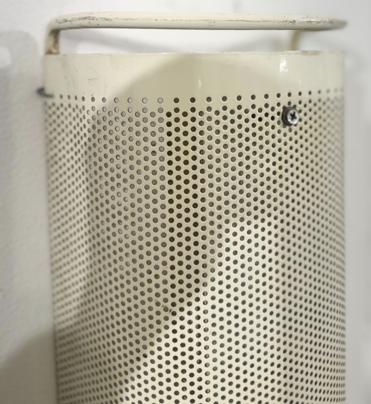 Pair Of White Perforated Metal Wall Lights, 1980, France photo for sale