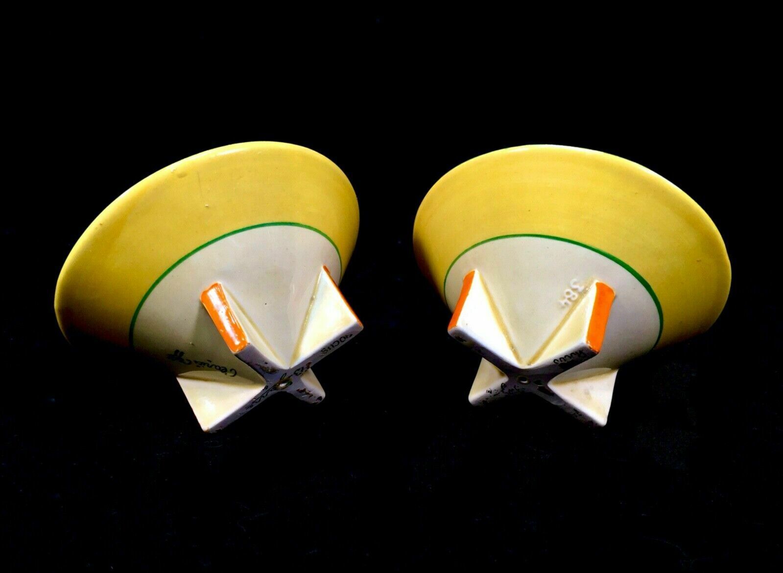 Antique Clarice Cliff Autumn Crocus Shape 384 Candle Stick Pair Pottery Bizarre photo 499.0