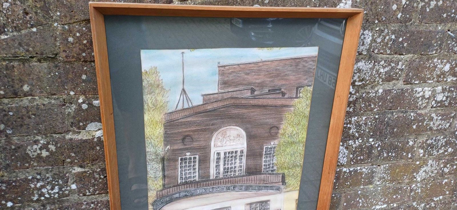 Large Sadler's Wells Original Vintage Pencil / Pastel Naive Art Picture, Framed In Quality Mount And Glazed Wooden Frame (54cm X 79cm) photo for sale