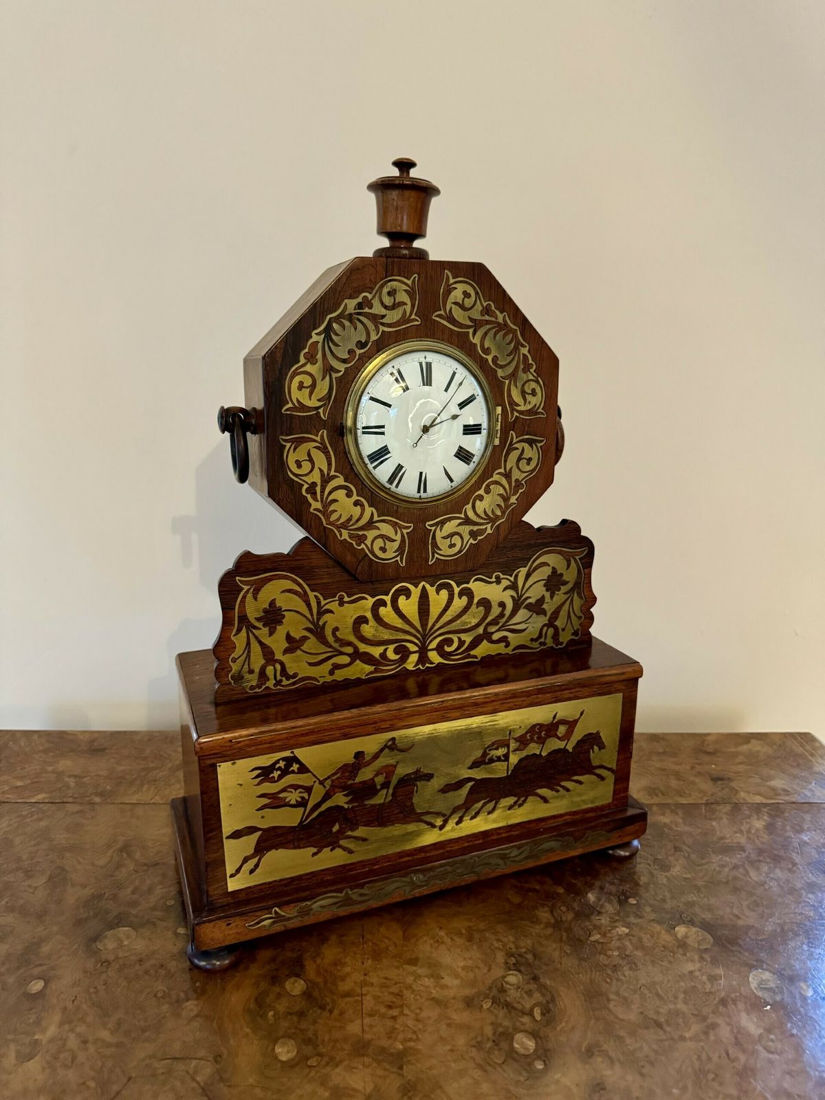 Wonderful Quality Antique Regency Rosewood Brass Inlaid Mantle Clock photo furniture