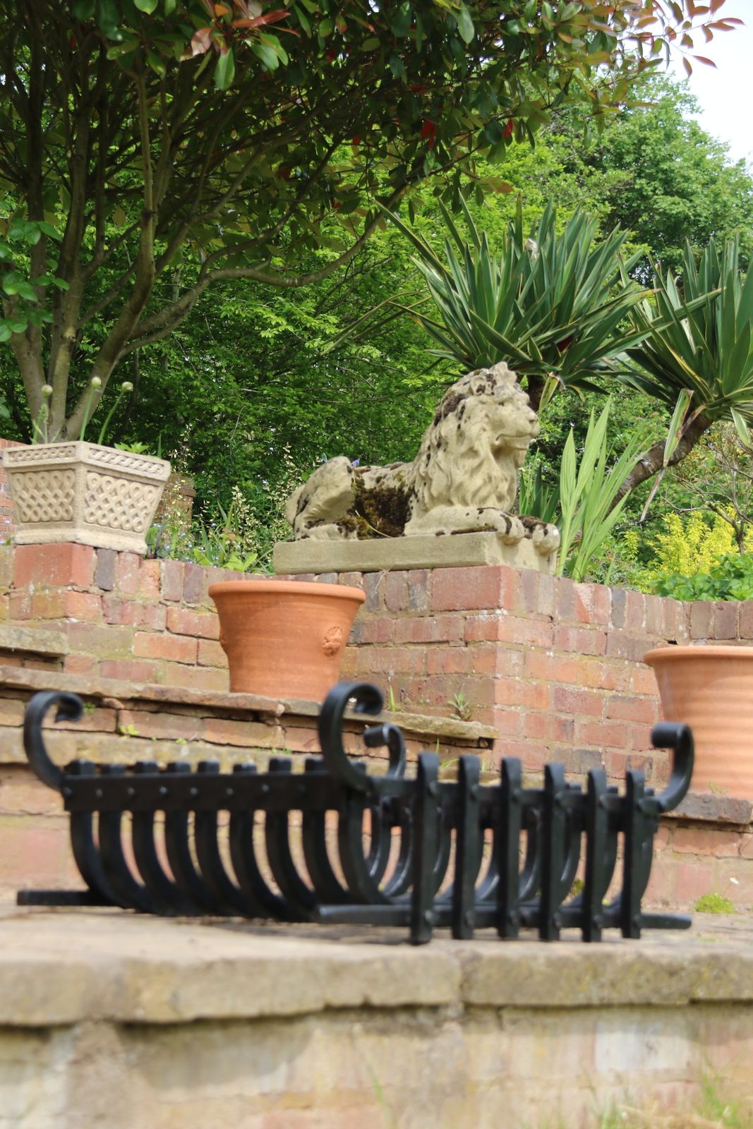 A Wrought Iron Arts And Crafts Fire Basket Of Medieval Style, C 1930 photo buy