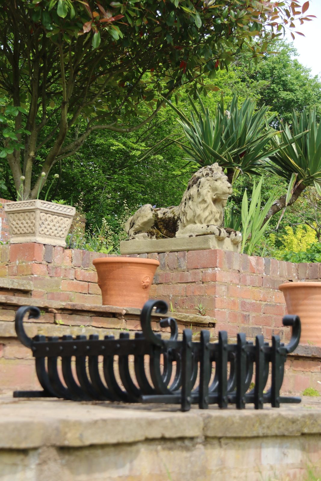 A Wrought Iron Arts And Crafts Fire Basket Of Medieval Style, C 1930 photo vintage