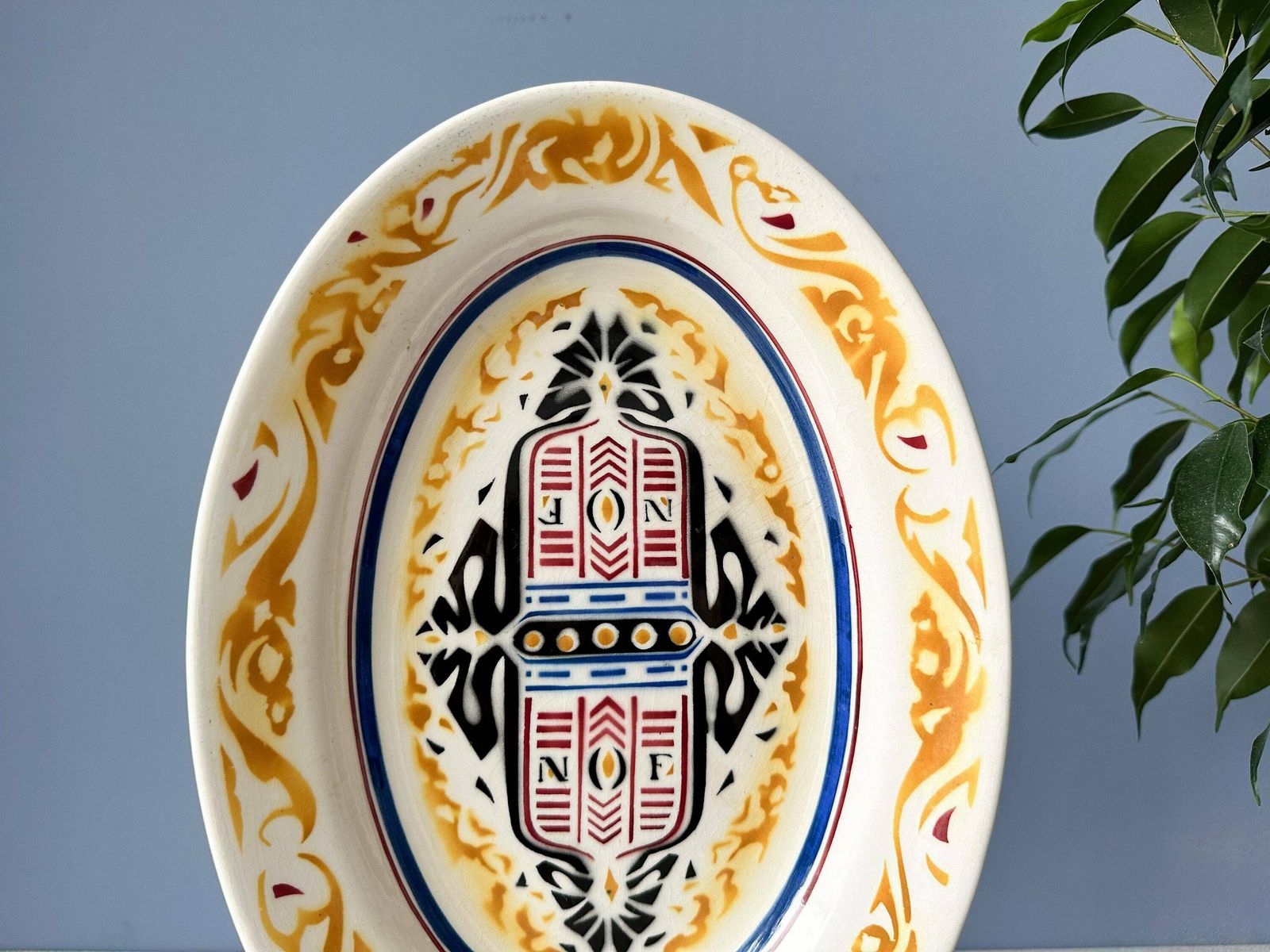 Antique Art Deco Bowl By Petrus Regout For Nof Calve Delft, Design By Richard Roland Holst, Amsterdam School photo for sale