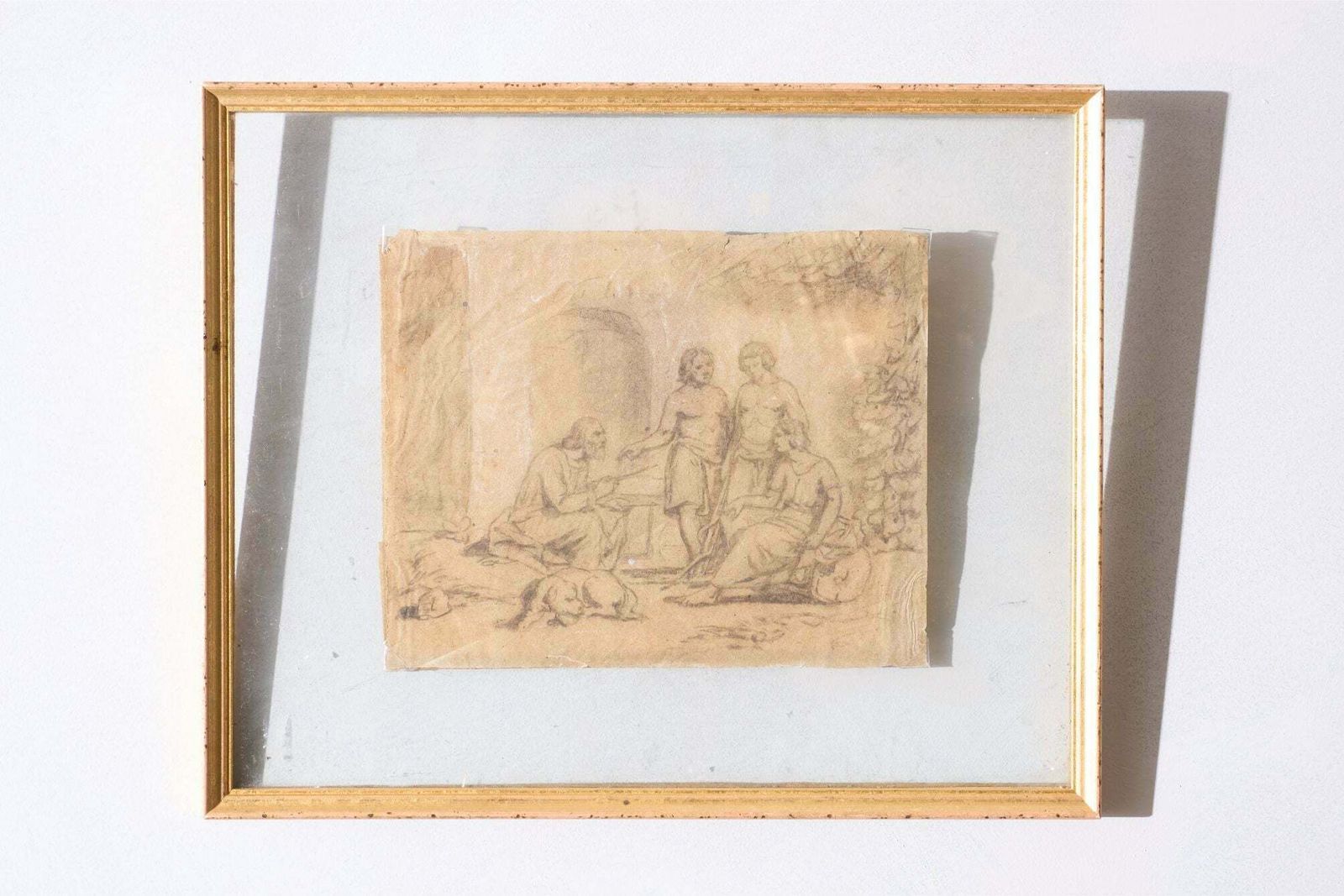 18th Century Sketch Titled   Old Man And His 3 Sons photo Art