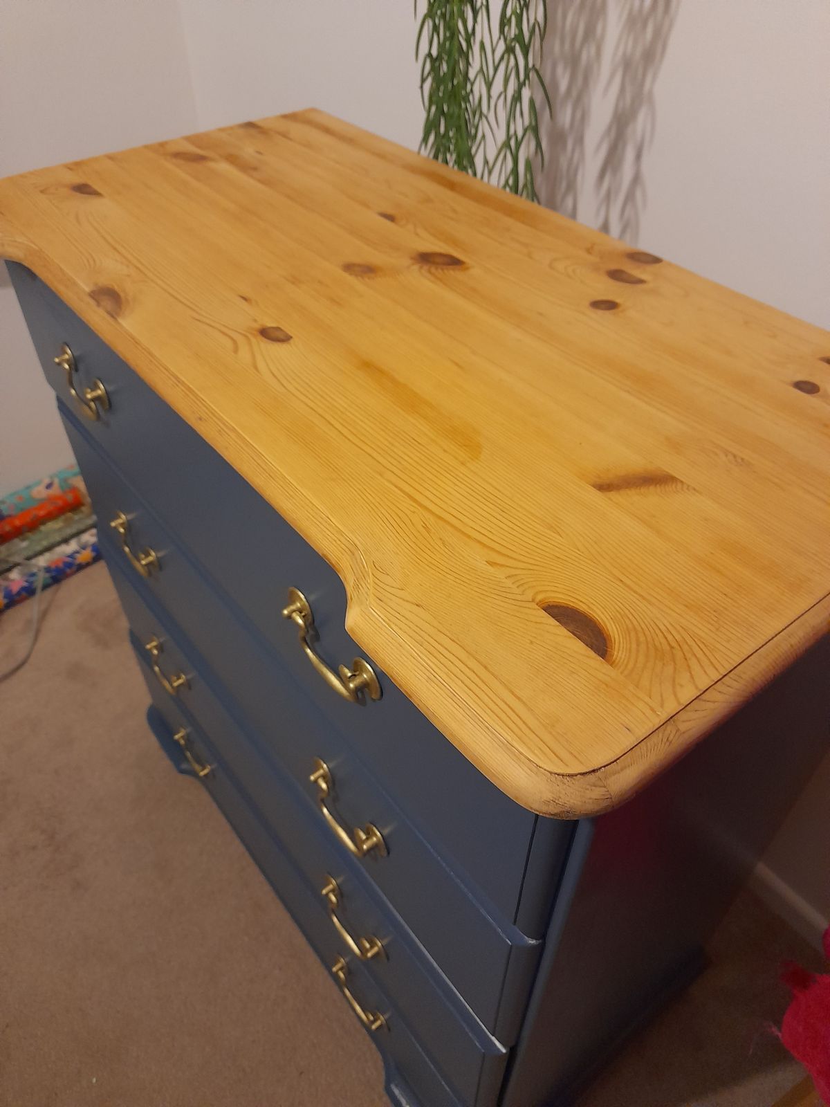 Grey/Blue Chest Of Drawers With Oak Top photo for sale